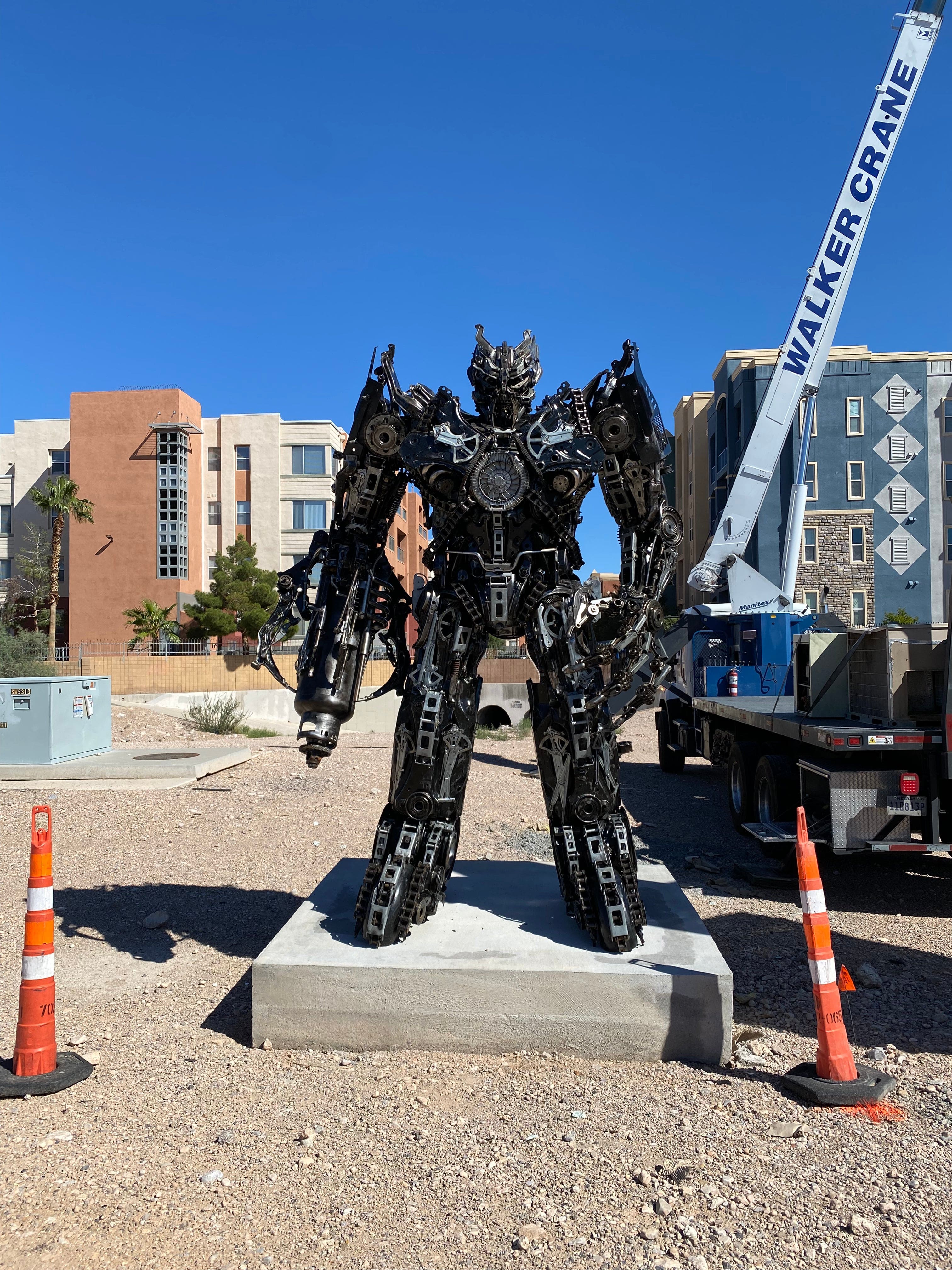 11.5ft Megatron Inspired Recycled Metal Art Sculpture - Transformers Collectible Statue for Home Decor, Office Display & Gift Idea
