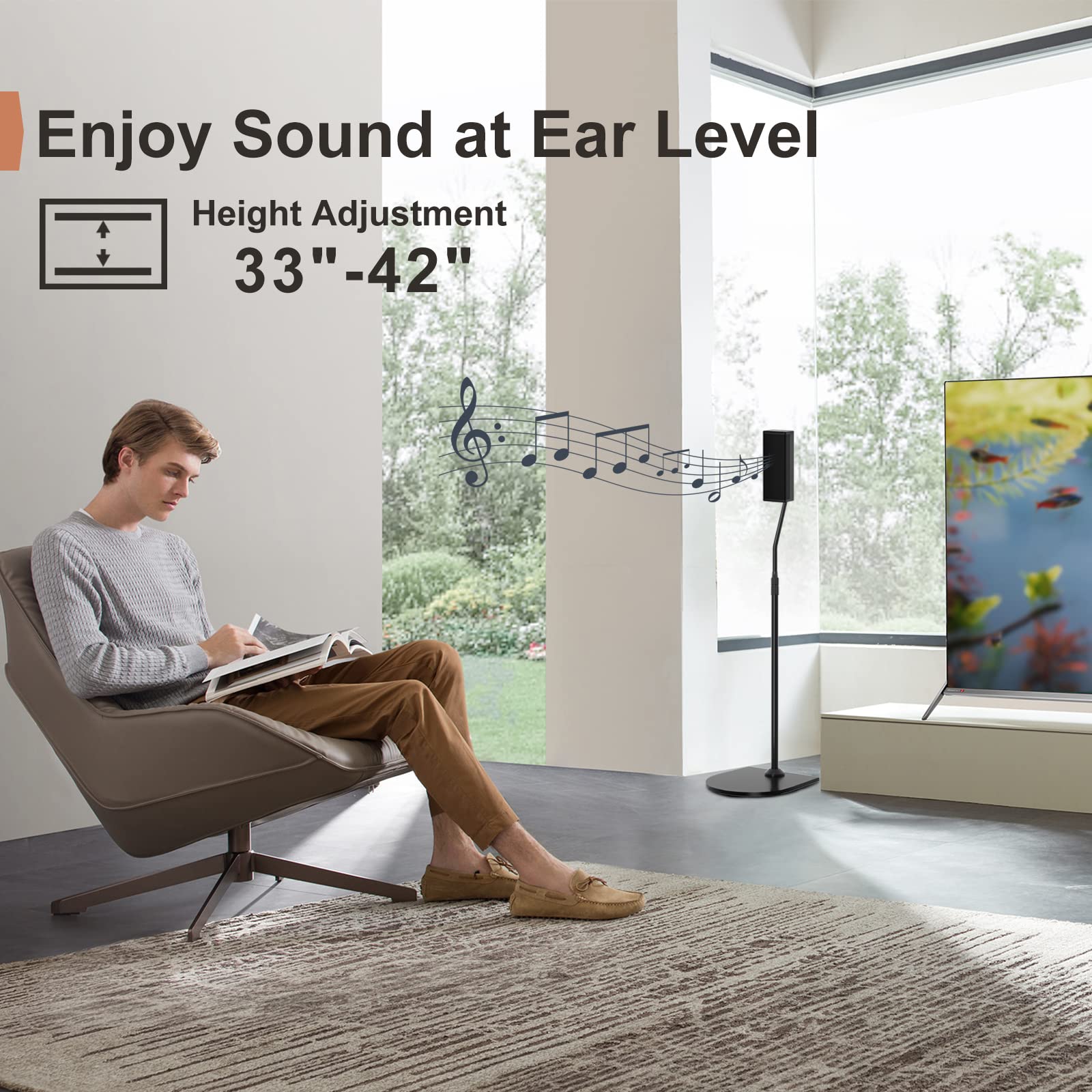 Bose Speaker Stand UFS-20 - Height Adjustable with SlideConnect Bracket - Compatible with Bose Surround Speakers, Lifestyle 650, CineMate GS II - Perfect for Home Theater & Music Listening Setup