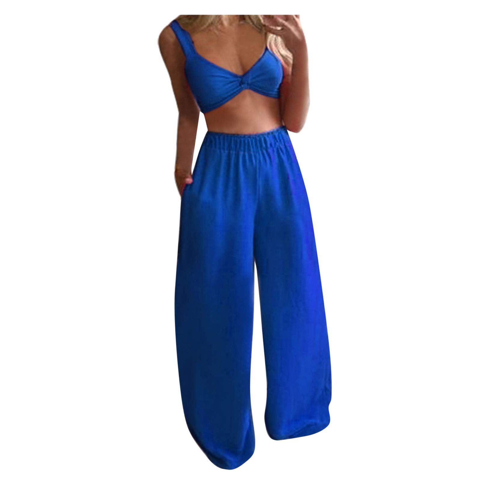 Bohemian Summer Outfits for Women - Butterfly Print Crop Top & Long Pants 2-Piece Set | Casual Beachwear, Music Festival & Vacation Outfit