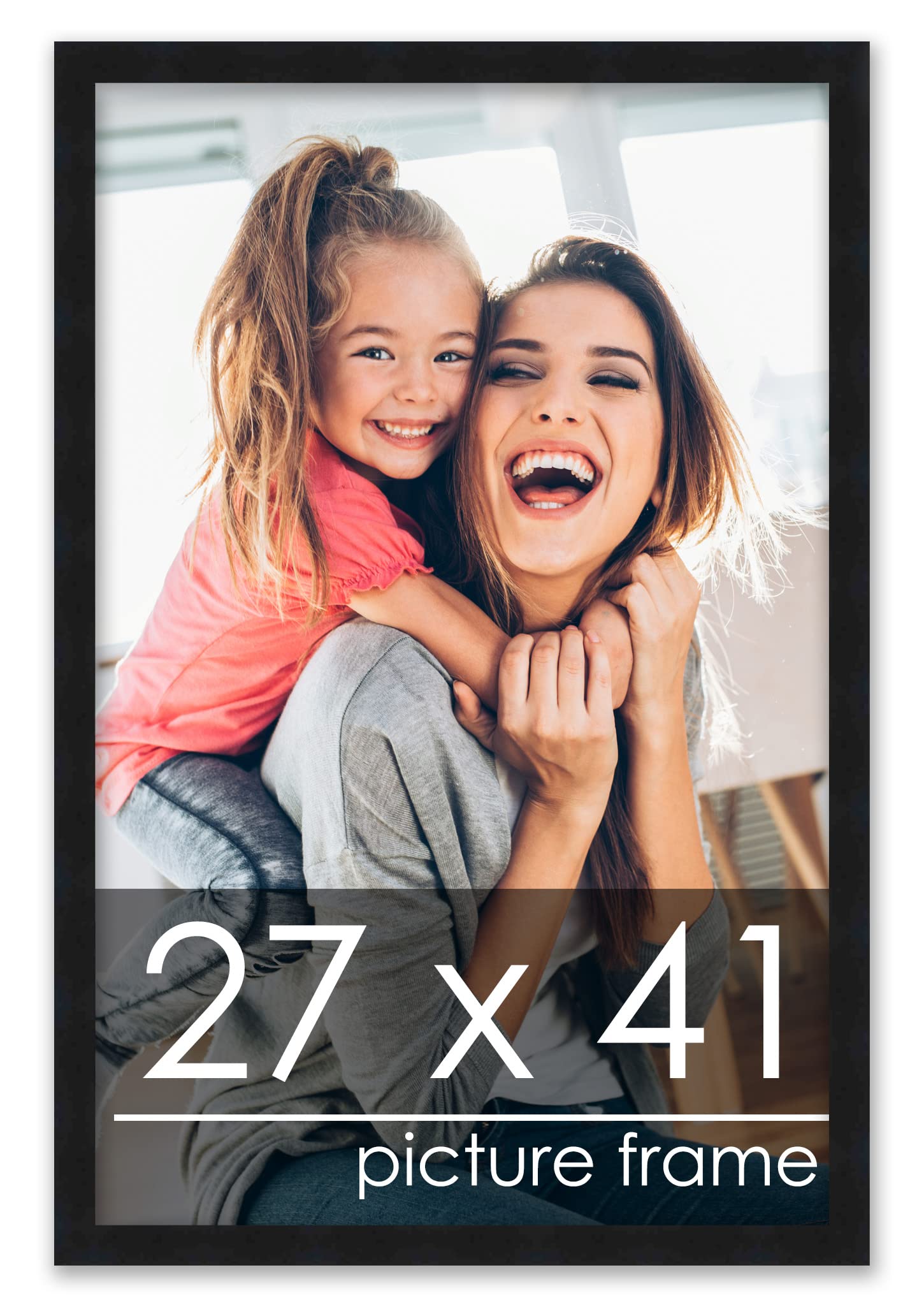 27x41 Black Modern Minimalist Wood Picture Frame - Solid Wood Poster Frame with UV Acrylic, Foam Backing & Hanging Hardware - Perfect for Home Decor, Office Wall Art & Large Photo Displays