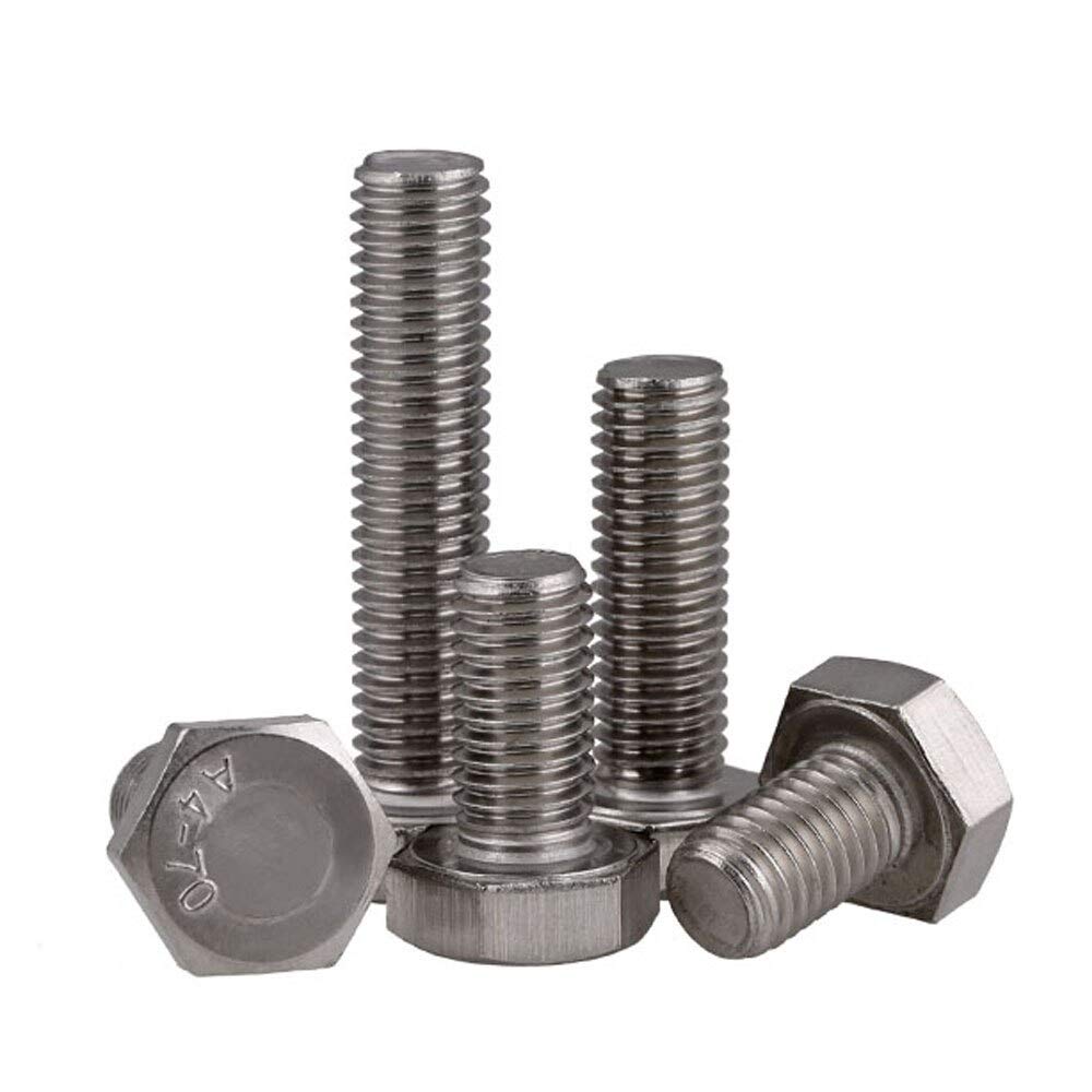 Stainless Steel 316 Hex Head Bolts M10 M12 M14 M16 Full Thread - M16x55 (Pack of 10) for Construction, Marine & Industrial Applications