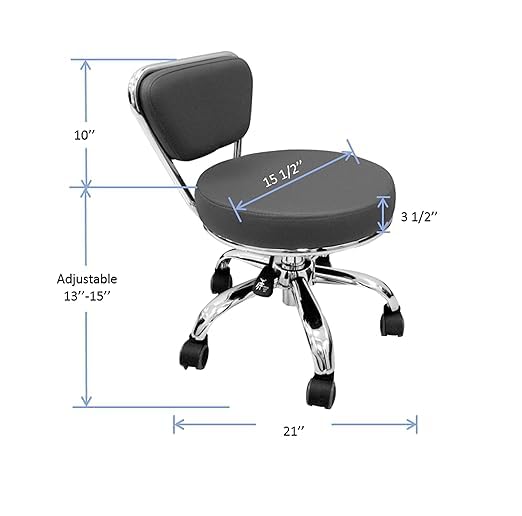 Dayton Garage Rolling Seat (Storm Gray) - Adjustable Height 13