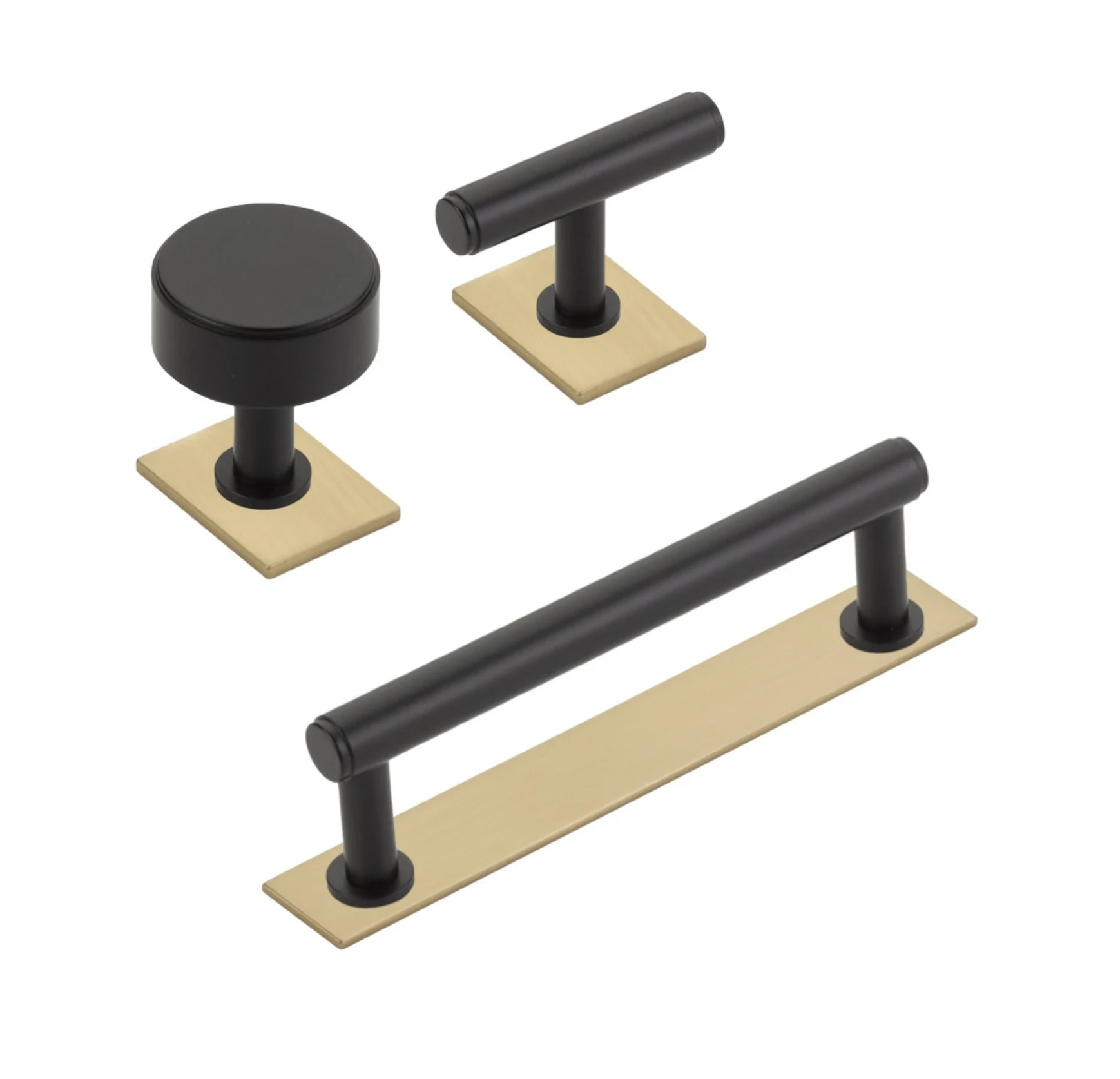 Dual Finish Maison No. 2 Smooth Champagne Bronze and Matte Black Drawer Pulls and Cabinet Knobs with Backplate - Elegant Hardware for Kitchen Cabinets, Dressers & Furniture Upgrade