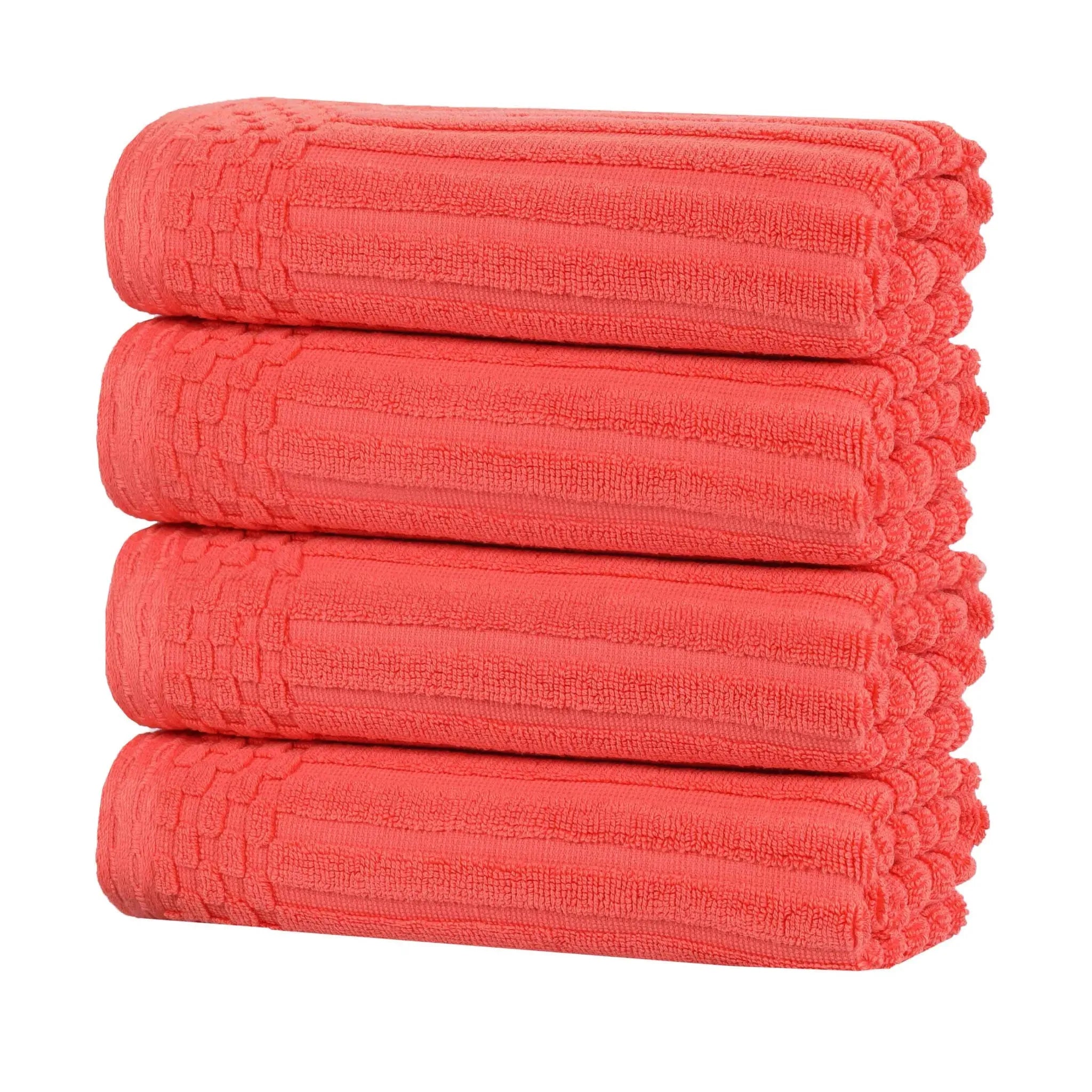 Premium Soho Ribbed Cotton Hand Towel Set - 4-Piece Ultra Absorbent Bath Towels for Kitchen, Bathroom & Gym - Soft & Quick-Drying