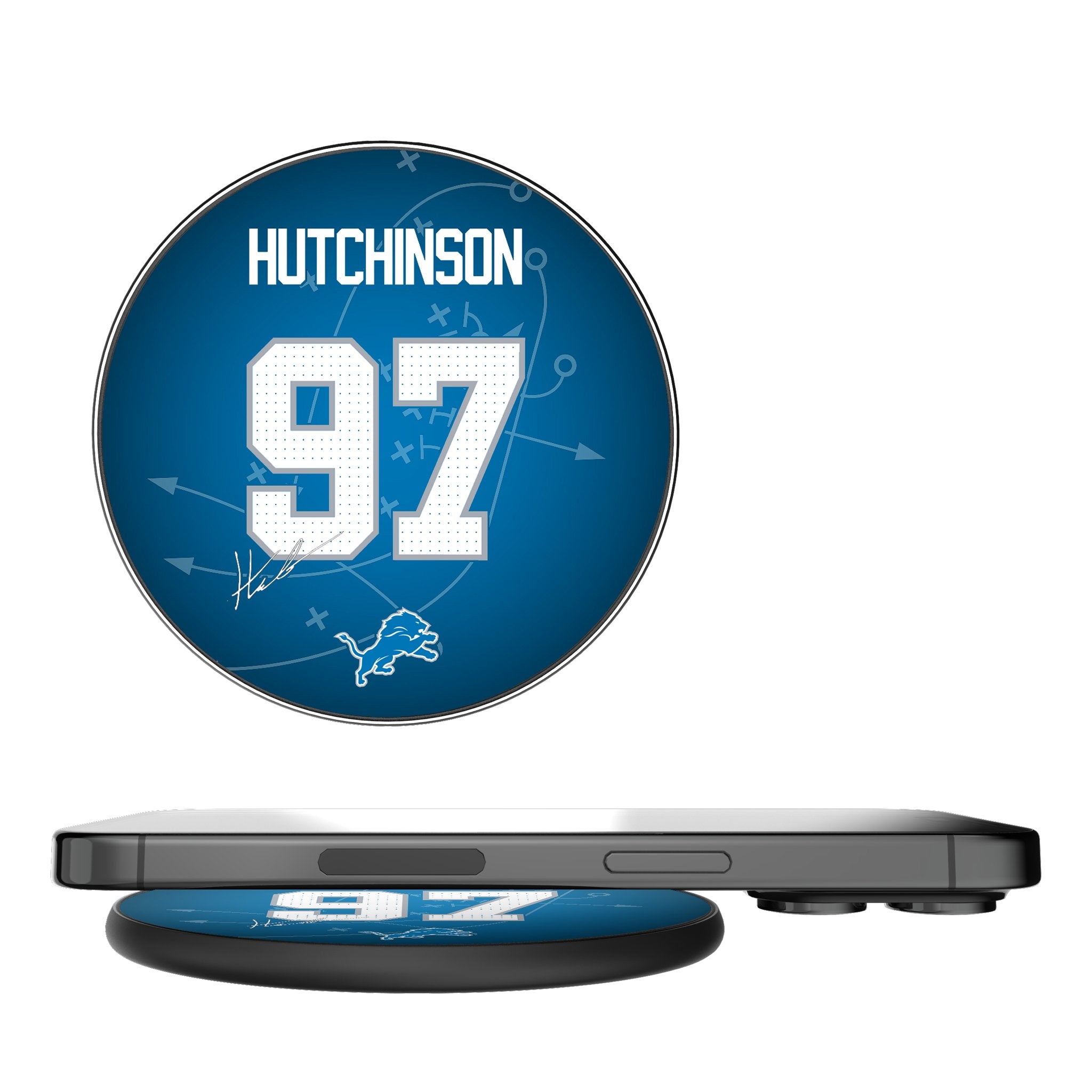Aidan Hutchinson Detroit Lions 97 Ready 15W Fast Wireless Charger - Perfect for Home, Office & Car Charging