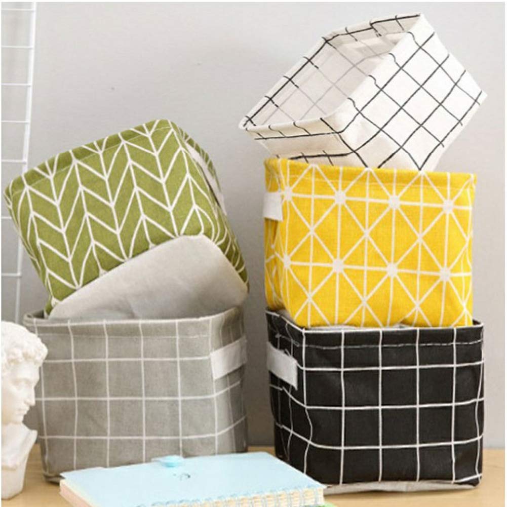 Mini Storage Baskets (Pack of 5) - 8x6x5.5 Inch Canvas Organizer Bins for Makeup, Books, Baby Toys & Home Decor - Perfect for Bedroom, Bathroom & Nursery Organization