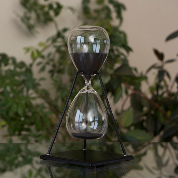 60 Minute Modern Glass Timer with Stand - Black, White, Gray or Navy - Perfect for Kitchen, Office, Classroom & Productivity Tracking
