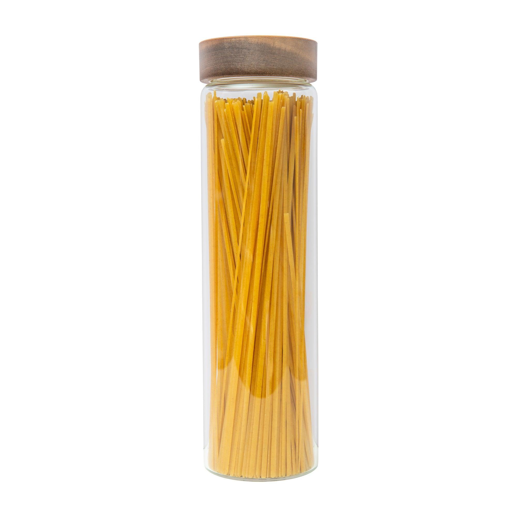 Premium Acacia Wood Glass Jar Set - 4-Piece Pantry Organization Kit for Spices, Coffee, Tea & Sugar - Perfect for Kitchen Storage & Home Decor