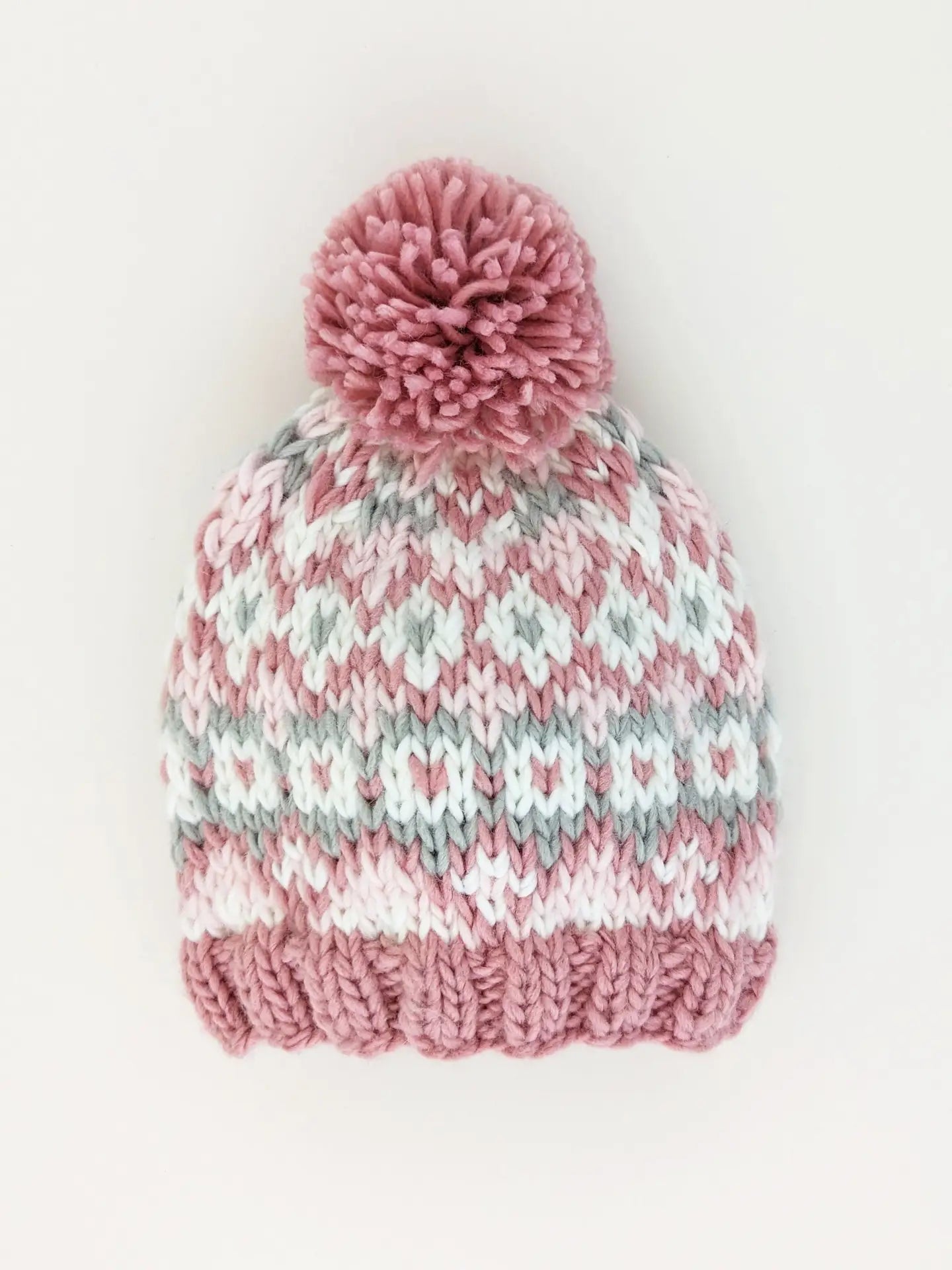 Fairisle Rosy Beanie Hat for Women - Soft Knit Winter Hat with Nordic Pattern - Perfect for Skiing, Snowboarding & Cold Weather Fashion
