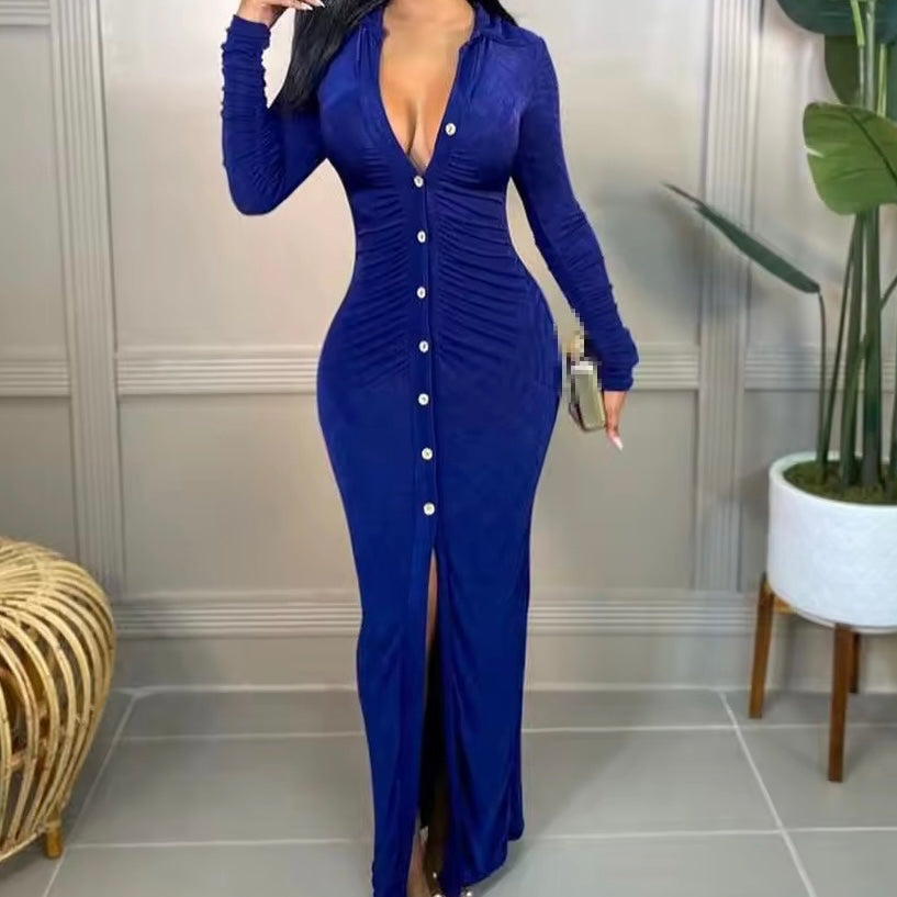 Penelope Soft Velvet Bodycon Maxi Dress for Women - Elegant Long Sleeve Slim Fit Evening Gown for Parties, Date Nights & Special Occasions