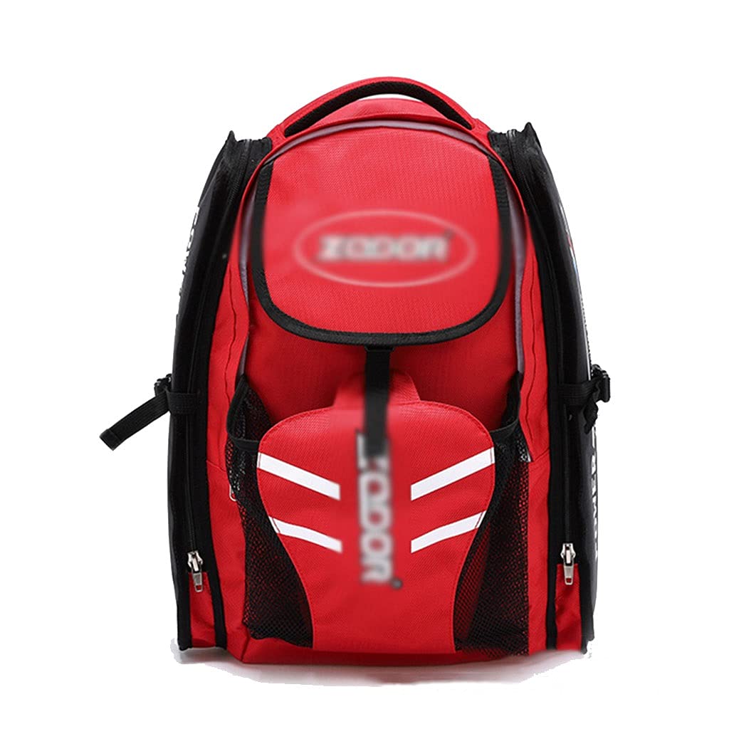 GLJ High Capacity Inline Skates Backpack - Breathable Travel Skate Bag for Figure Skating & Roller Skating - Durable Ice Skate Storage with Comfortable Padding (Red) - Perfect for Skating Rink, Gym & Outdoor Sports