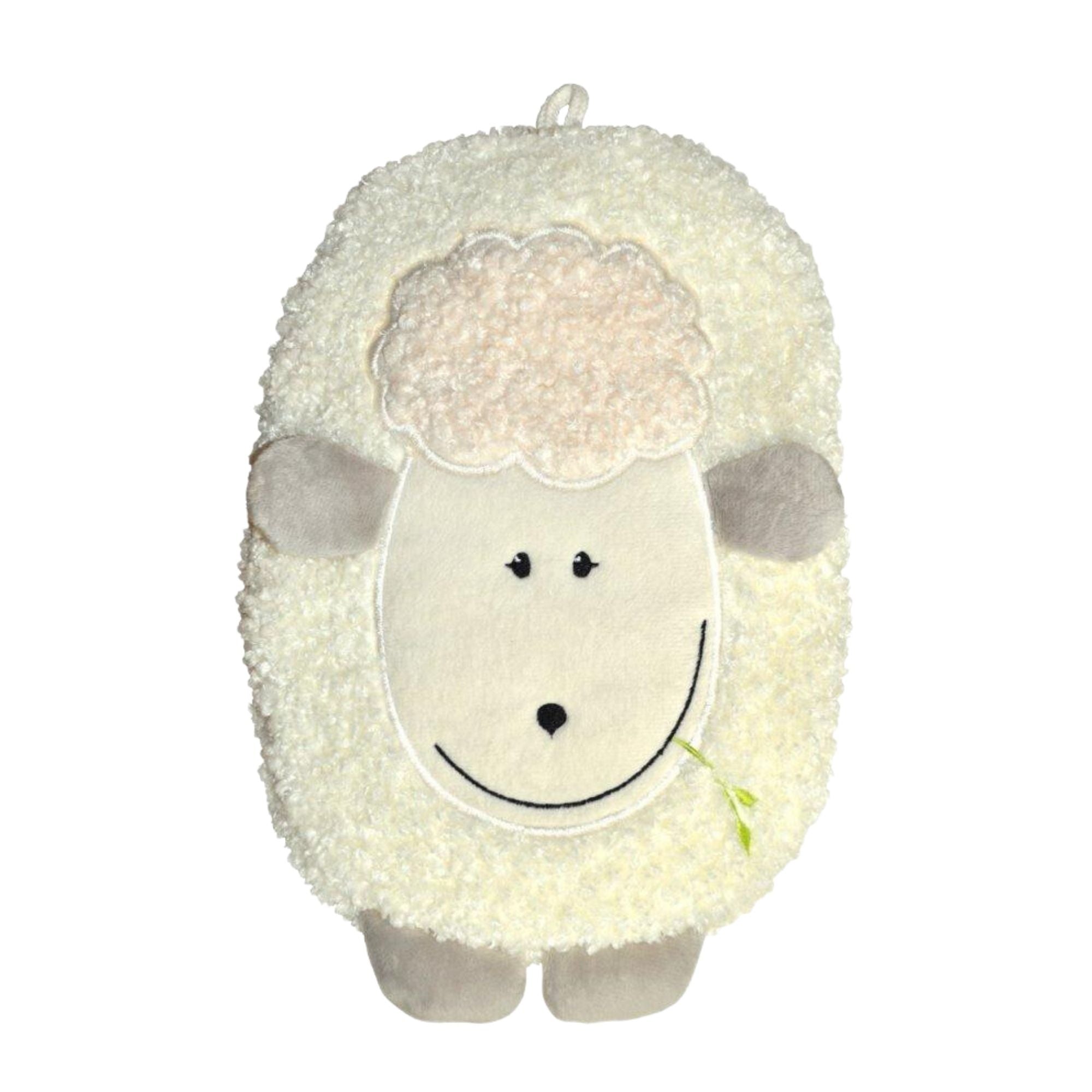 0.8L Eco-Friendly Hot Water Bottle with Soft Lamb Fluffy Cover - Natural Rubber Free, Microwave Safe for Pain Relief, Warmth & Comfort - Perfect for Cold Nights, Period Cramps & Winter Camping
