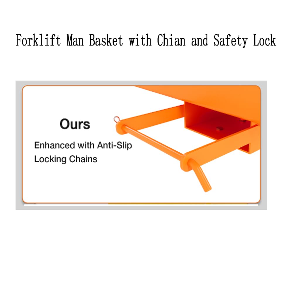GARVEE 36x36 Foldable Forklift Safety Cage - 1200lbs Capacity Work Platform with Chain & Safety Lock for 1-3 People | Warehouse Maintenance, Construction, Industrial Use (No Wheels)