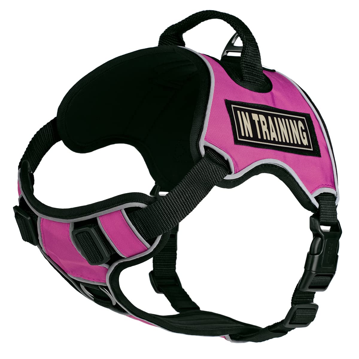 No-Pull Dog Harness with Reflective Strips & Quick Release Buckles - Soft Comfortable Training Vest with 3D Rubber Patches & Handle (36-45 inches, Pink) - Perfect for Walking, Running & Outdoor Adventures with Your Dog