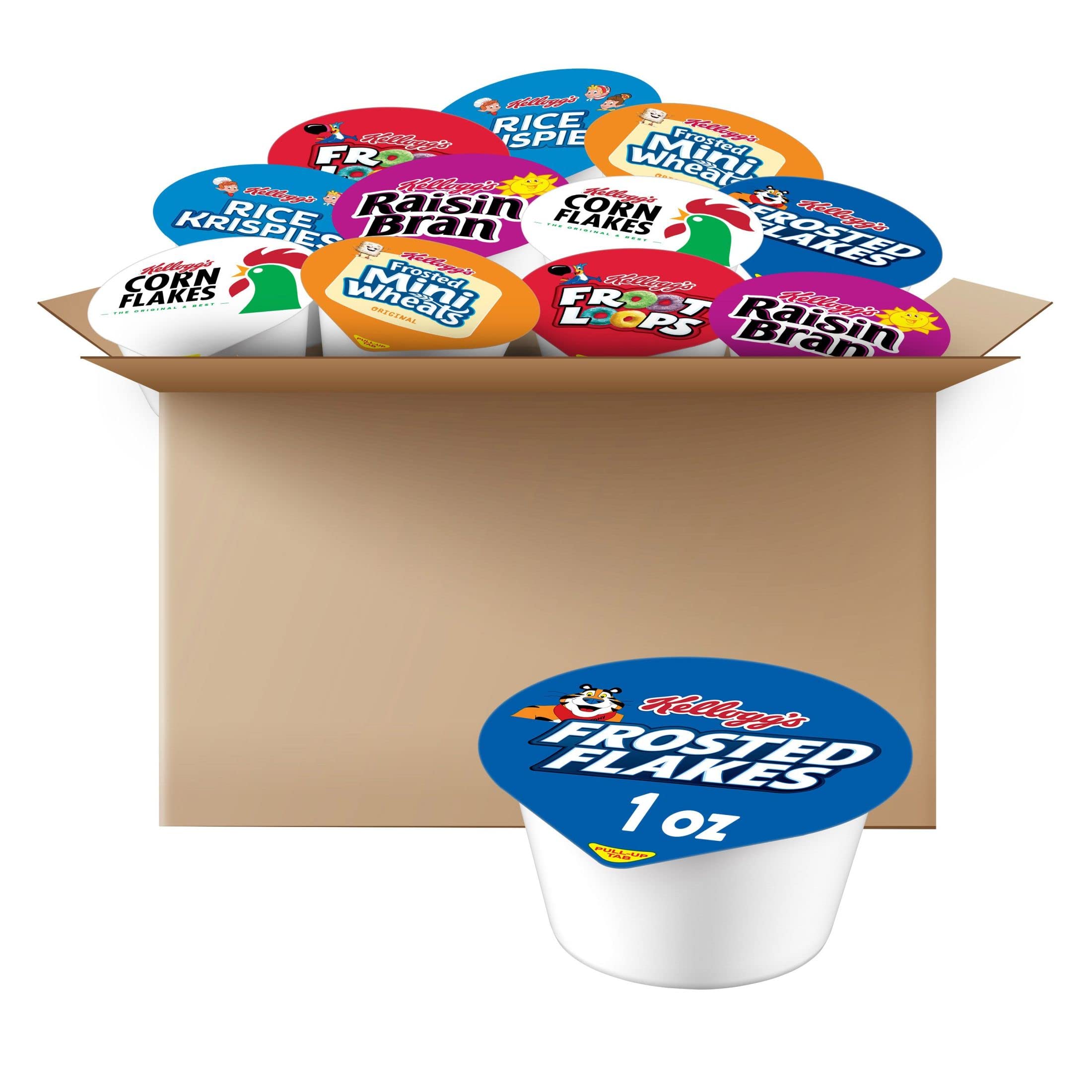 Kellogg's Breakfast Cereal Variety Pack - 96 Single-Serve Cups | Kids Snacks & Family Breakfast | Perfect for School Lunches, Office Snacks & Quick Morning Meals