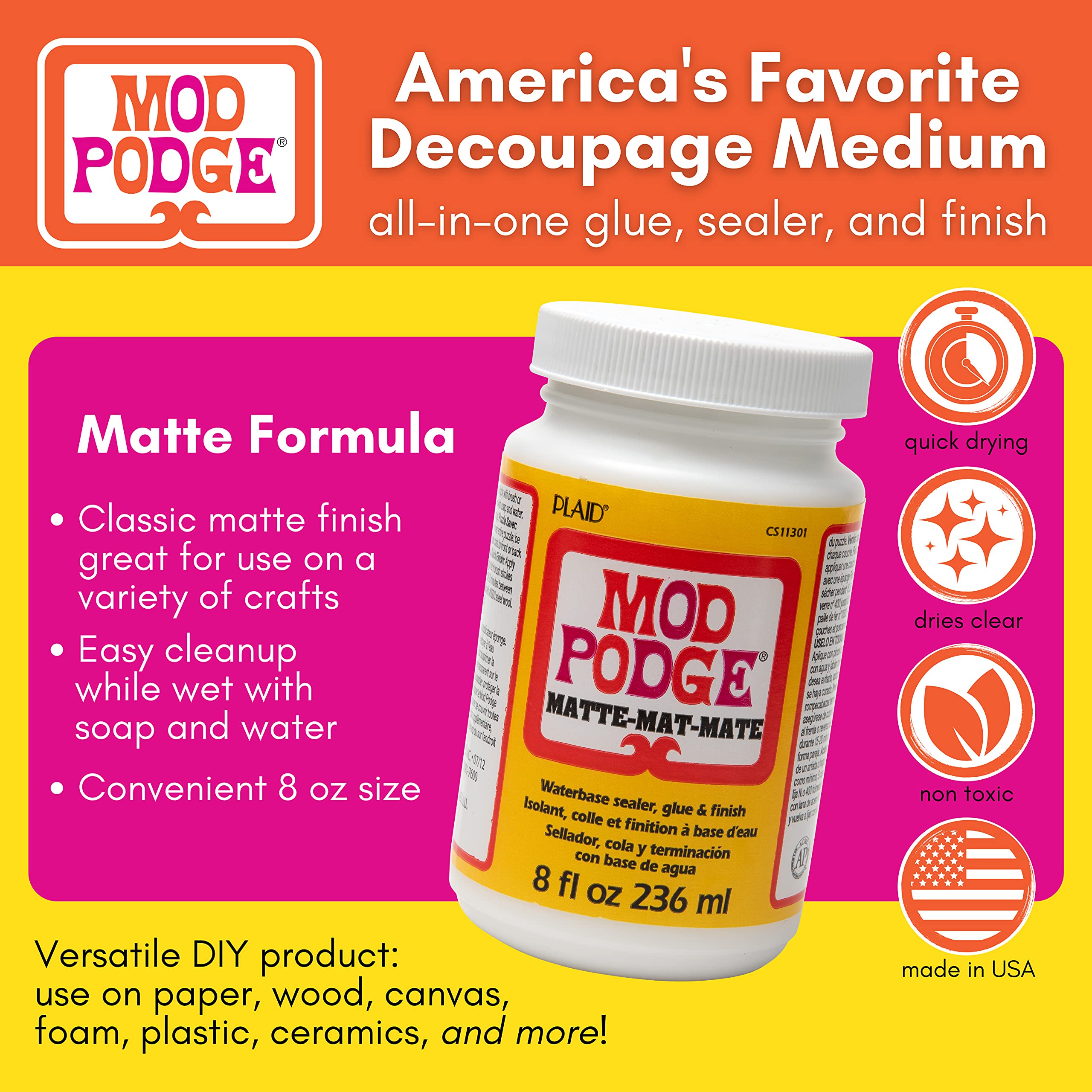Mod Podge Super Thick Gloss 8-Ounce Waterbase Sealer, Glue and Finish - Matte Finish for DIY Crafts, Scrapbooking, Decoupage and Home Decor Projects
