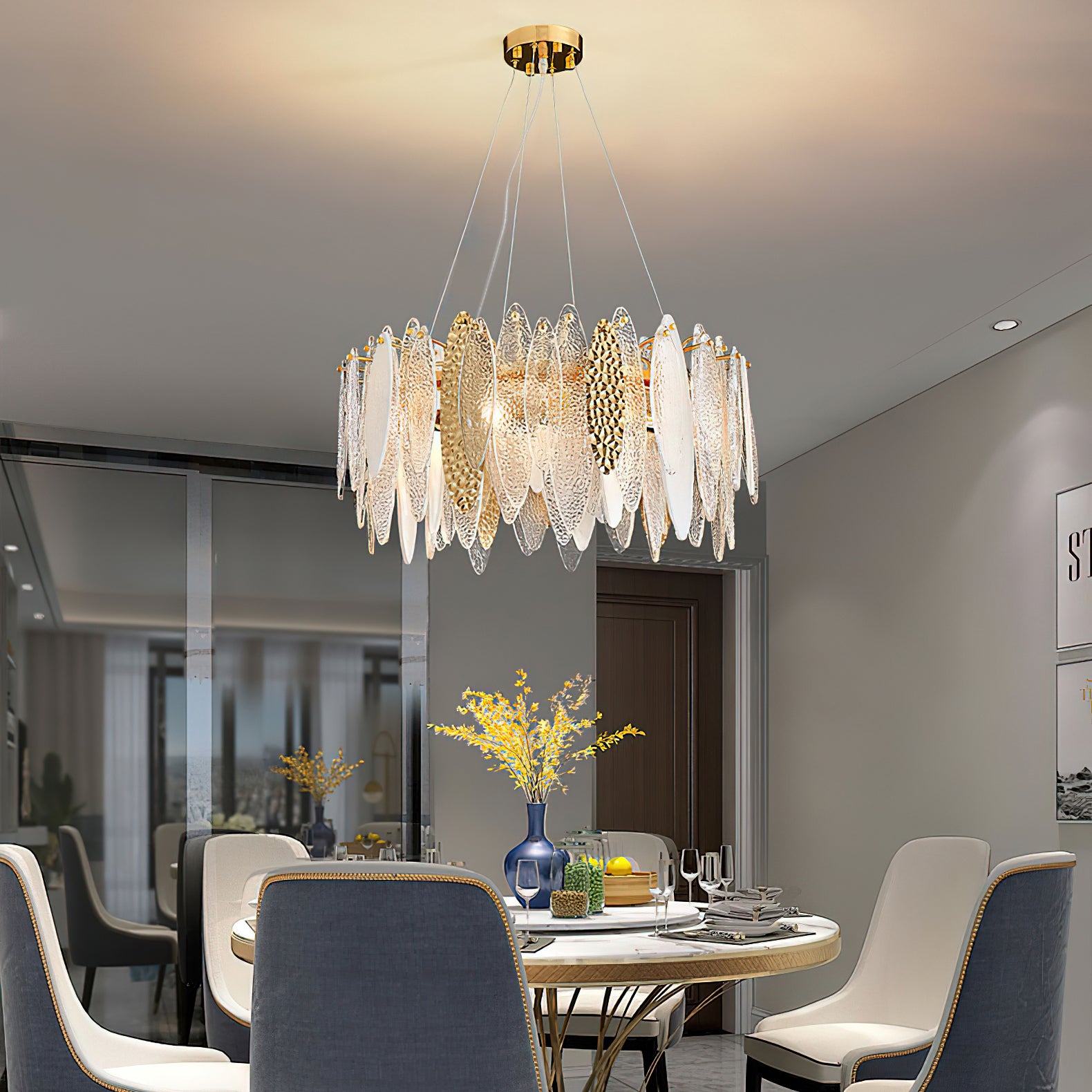 Elegant Lola Glass Chandelier - Modern Crystal Ceiling Light Fixture for Dining Room, Living Room & Bedroom Decor