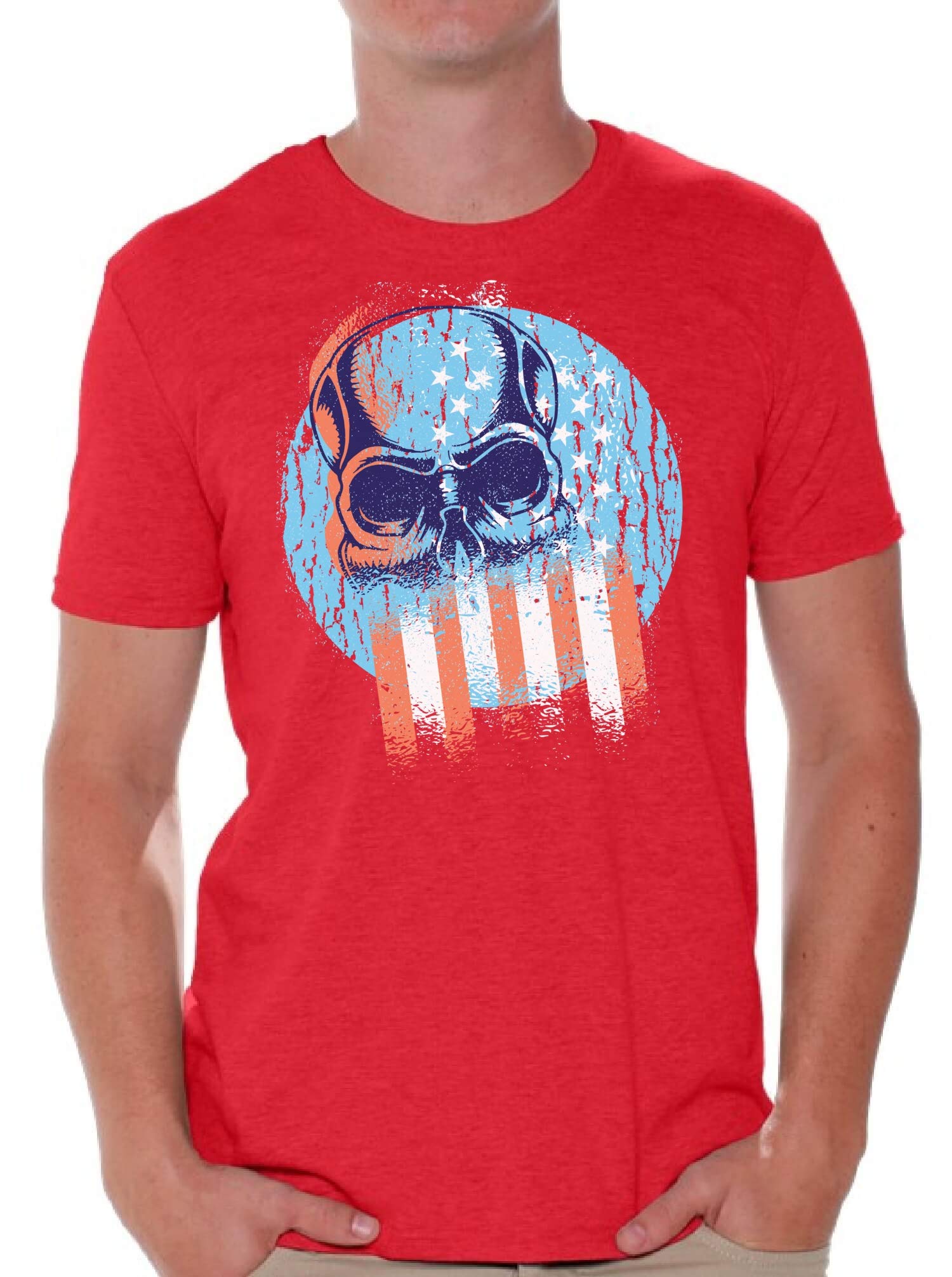 Skull & American Flag T-Shirt for Men | Patriotic Graphic Tee | Casual Wear & Street Style Outfit