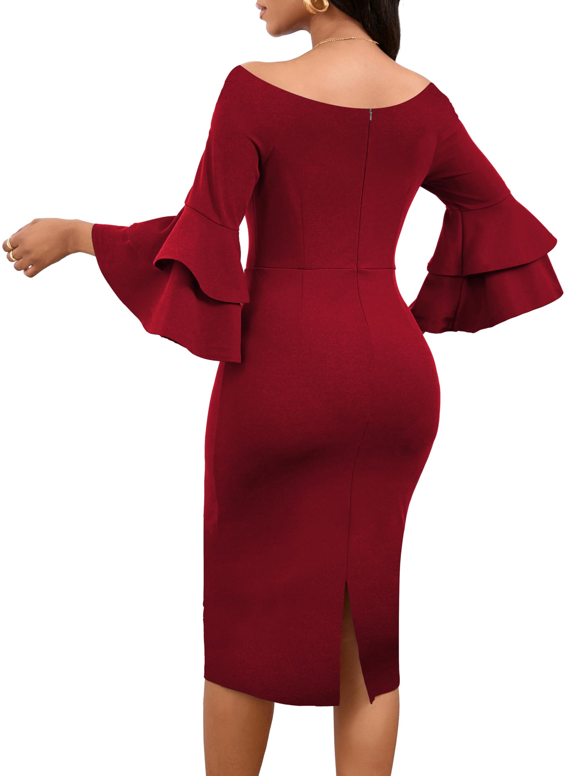 Sexy African Print Dress for Women - Elegant Off Shoulder Ruffled Sleeve Pencil Dress | Perfect for Date Night, Parties & Special Occasions