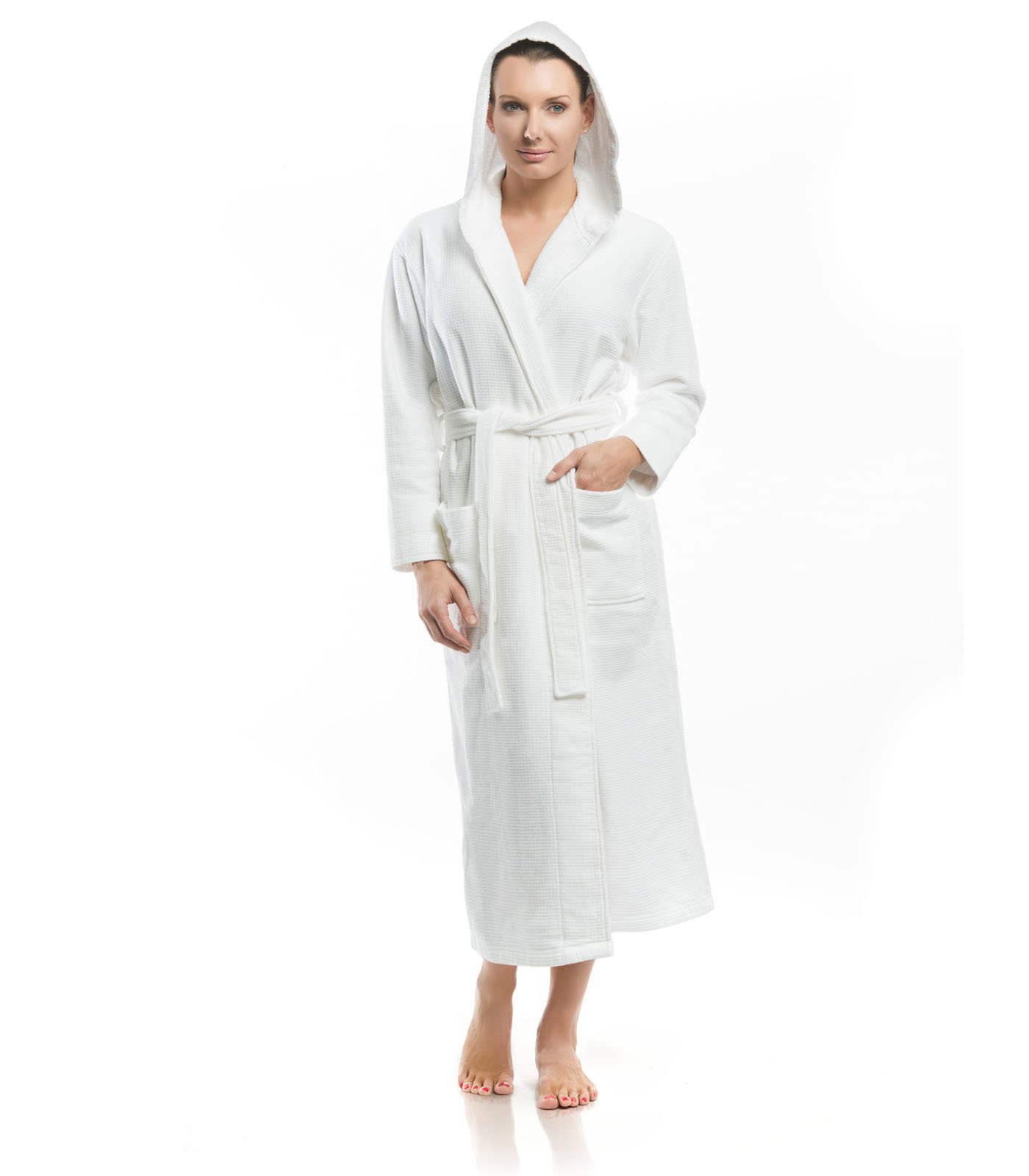 Soft & Cozy Hooded Waffle Terry Robe for Women - Plush Bathrobe with Pockets, Perfect for Spa, Lounge & Relaxation at Home