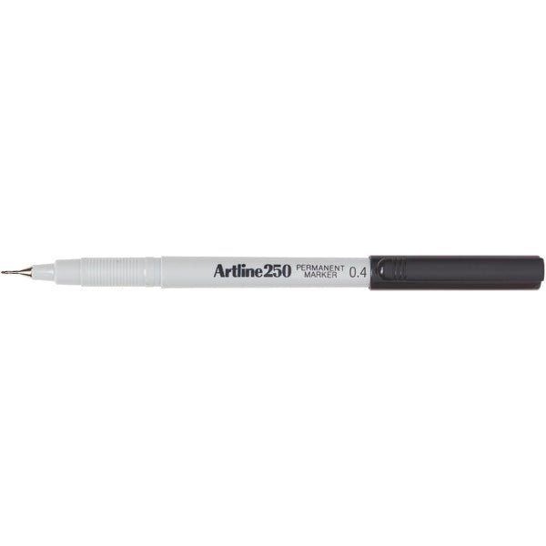 Artline 250 Permanent Marker - Ultra Fine 0.4mm Plastic Tip - Black Ink - 12 Pack - Ideal for Office, School & Craft Projects