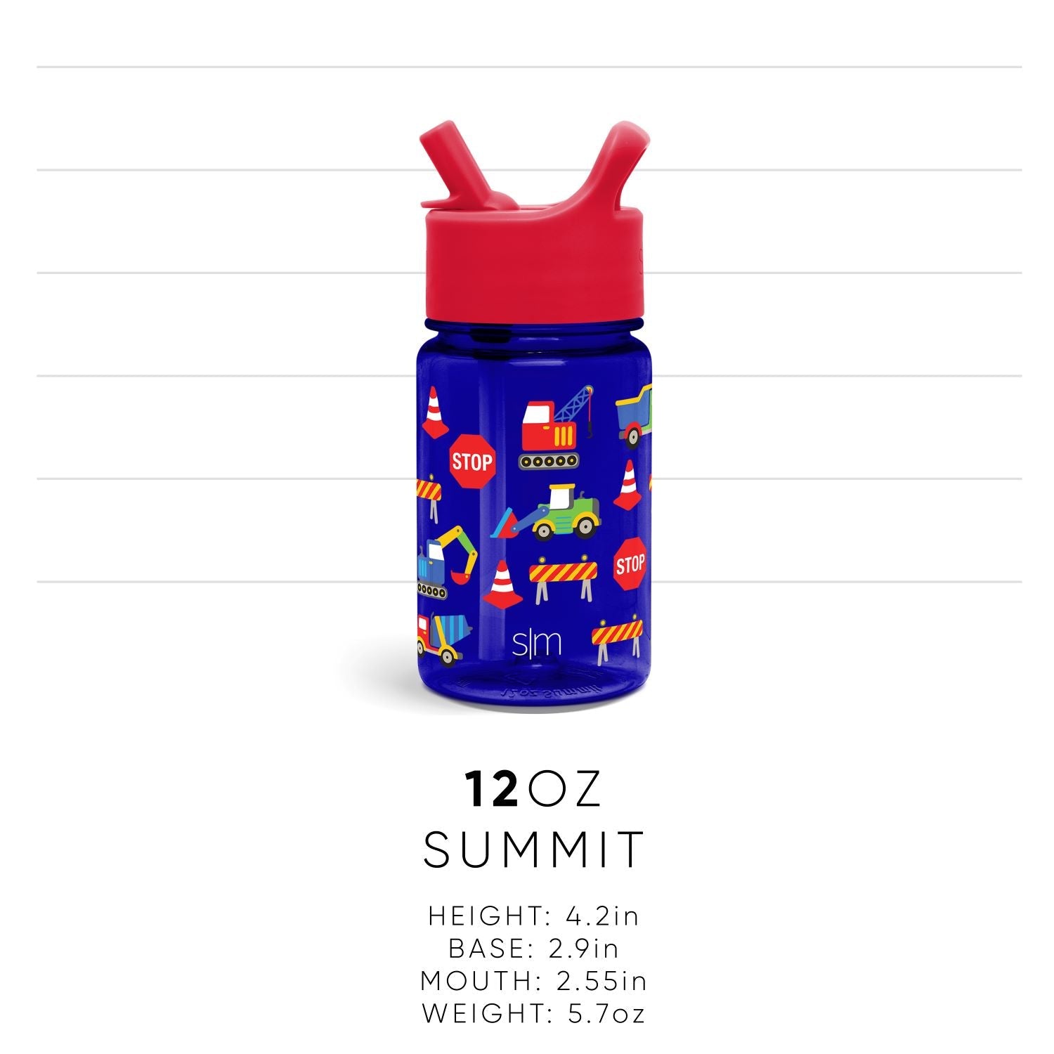 Summit Kids Plastic Water Bottle with Straw Lid - BPA Free Leak Proof Water Bottle for School, Sports & Outdoor Activities