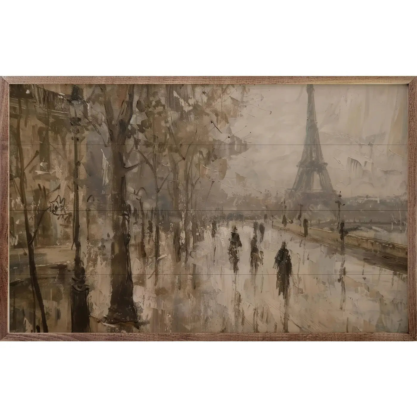 Abstract France Wood Framed Print - Modern Wall Art Decor for Living Room, Bedroom & Office - Ready to Hang Canvas Painting - Home & Office Decoration