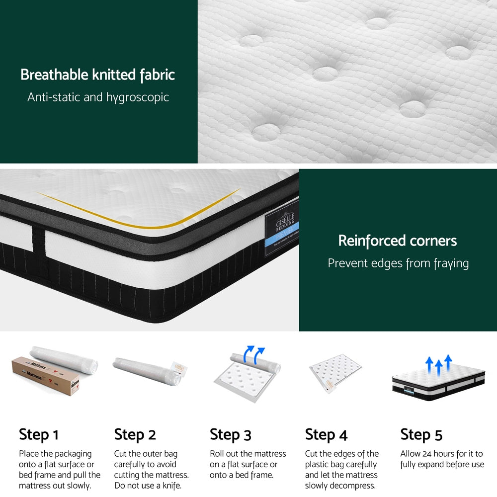 Breeze Euro Top Pocket Spring Mattress - 30cm Thick Single Size for Ultimate Comfort | Perfect for Guest Rooms, Dorms & Small Bedrooms