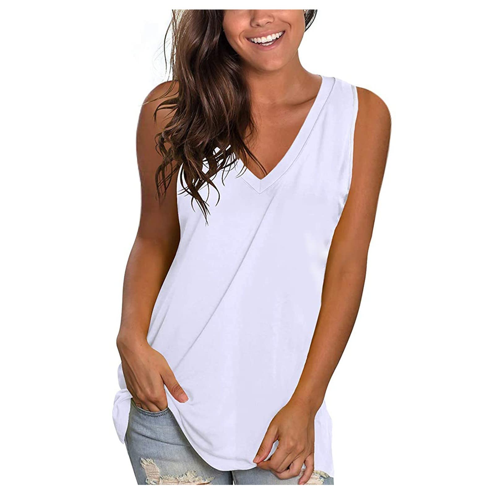 Women's Dressy Casual Tank Tops - Loose Fit Crew Neck Sleeveless Tunic T-Shirts for Summer 2025 | Perfect for Beach Outings, Yoga, and Everyday Casual Wear