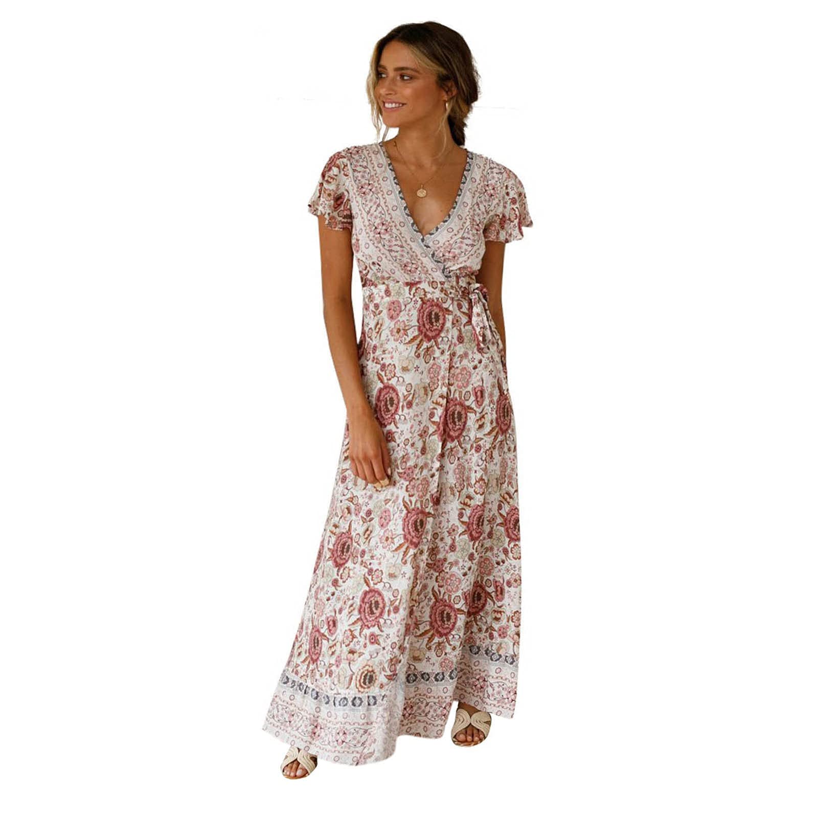 2023 Women's Sexy Beach Sundress - Floral Boho Maxi Long Dress for Evening Party, Backless Summer Dress | Perfect for Vacations, Weddings & Night Out
