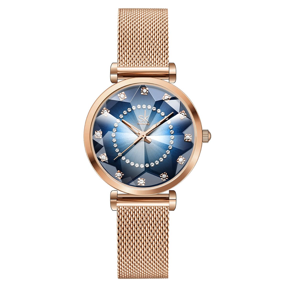 Starry Sky Women's Watch with Stainless Steel Mesh Band & Genuine Leather - Rose Gold Shell Dial Elegant Ladies Watch for Daily Wear, Office & Special Occasions