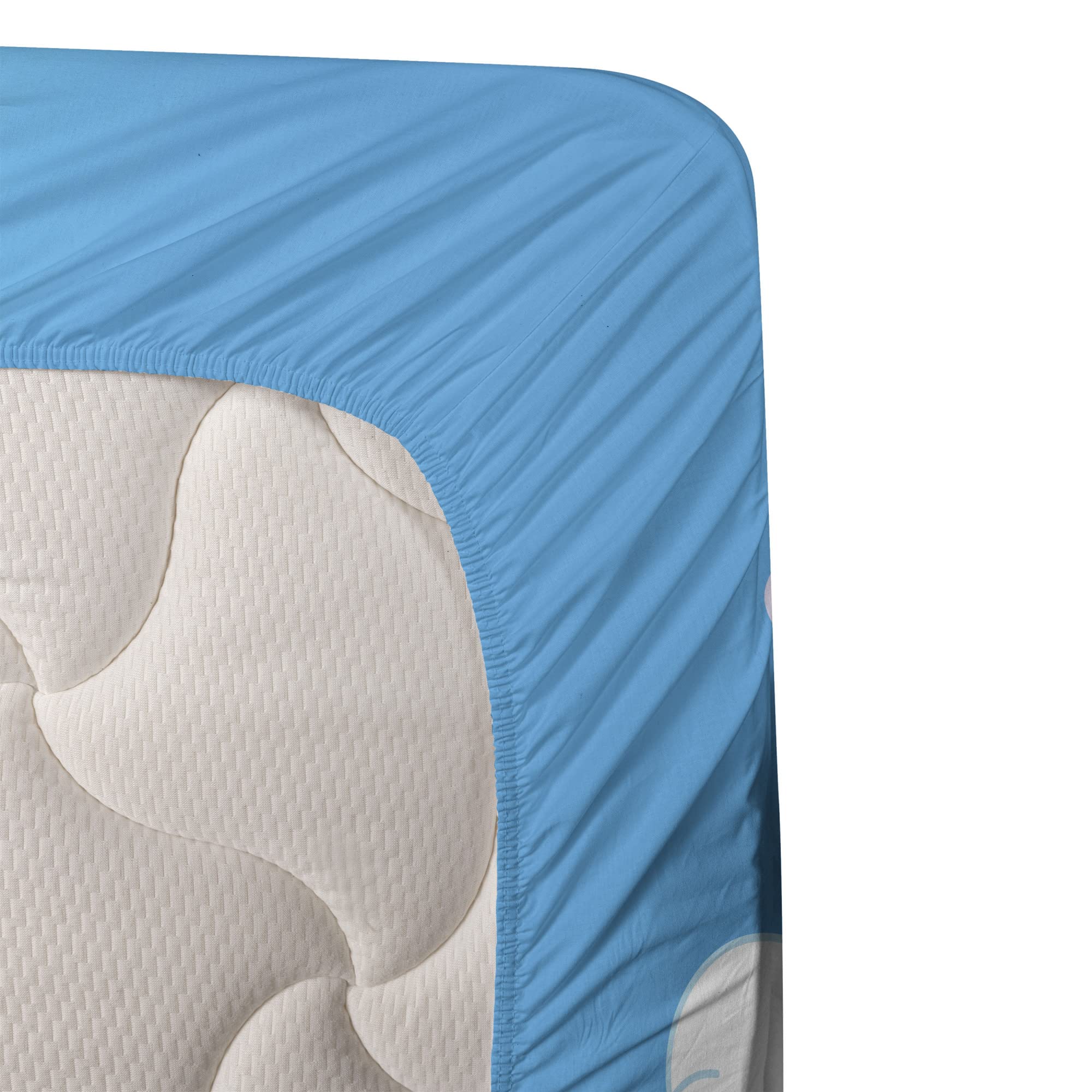 Ambesonne Fairy Tale Castle Clouds & Butterflies Printed 3-Piece Bed Sheet Set - Twin Size, White & Sky Blue - Perfect for Kids' Rooms, Guest Bedrooms & Fantasy Themed Decor