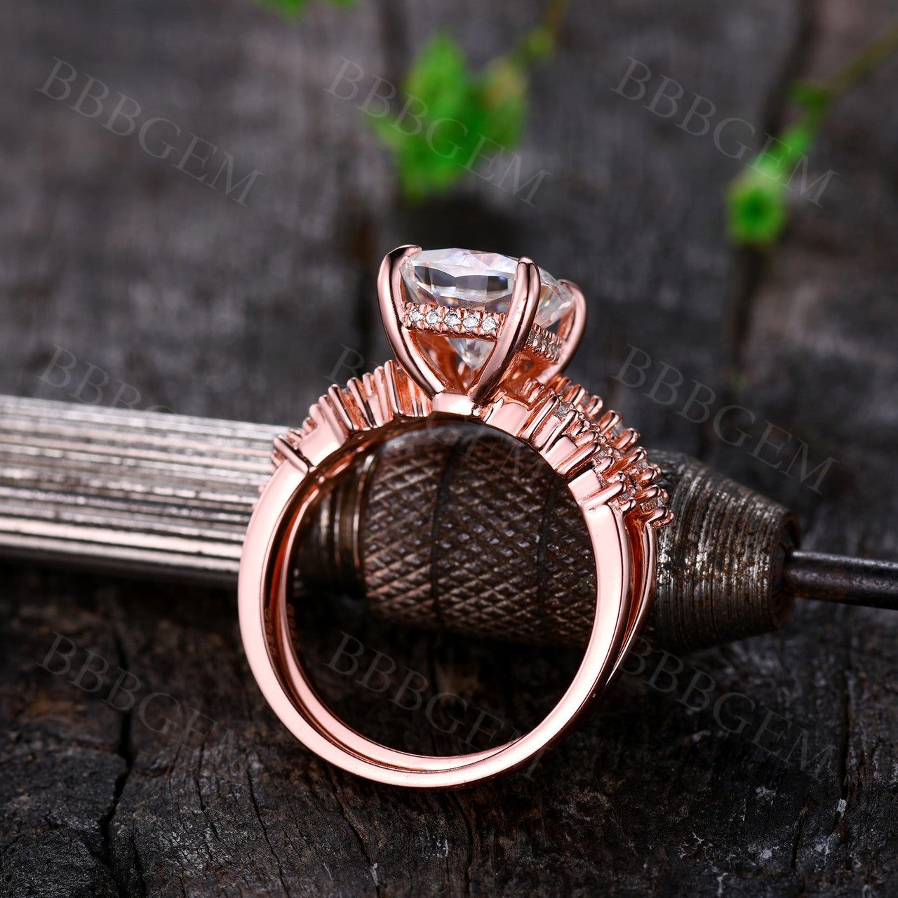 1.7 Carat Cushion Cut Moissanite Engagement Ring Set with Matching Wedding Band in Rose Gold - Vintage Inspired Bridal Jewelry for Proposals, Anniversaries & Special Occasions