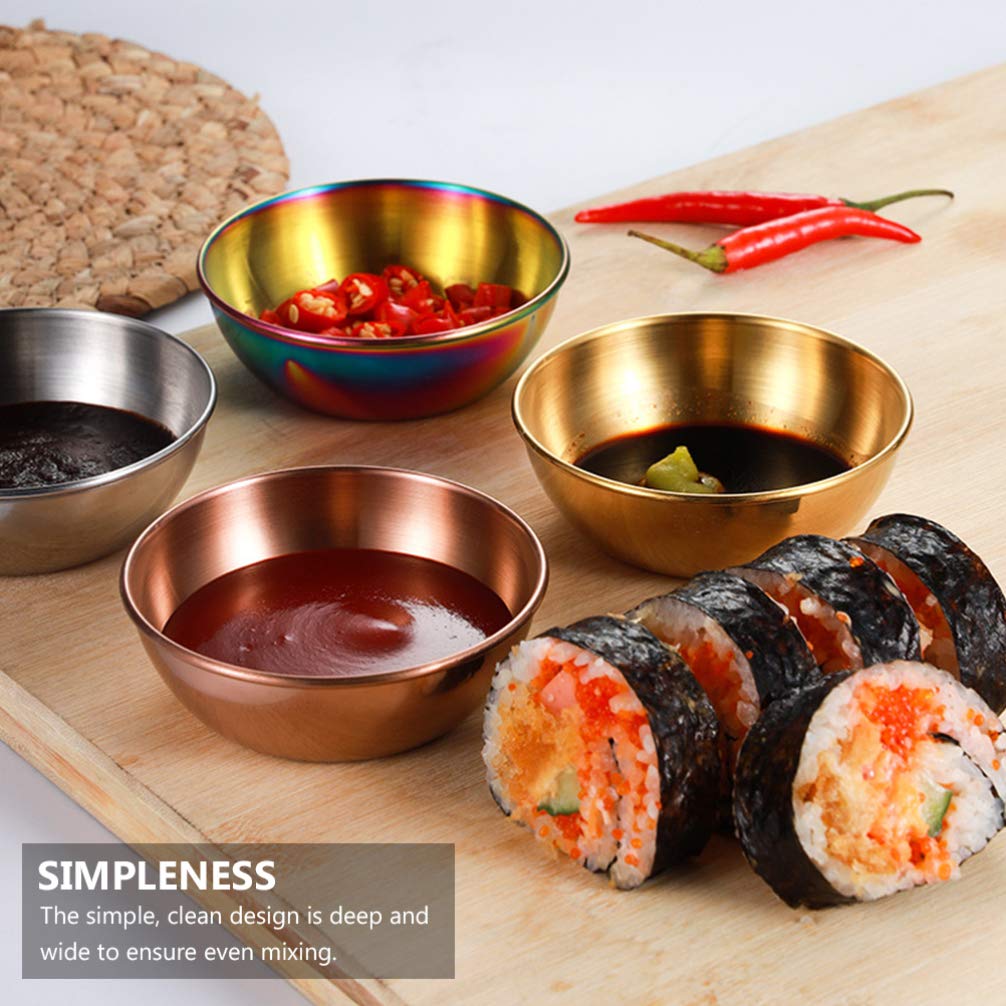 4-Piece Stainless Steel Sauce Dishes Set - Versatile Condiment Bowls for Appetizers, Dips & Kitchen Use | Durable, Easy-Clean Mini Serving Plates | Perfect for Parties, Restaurants & Home Dining