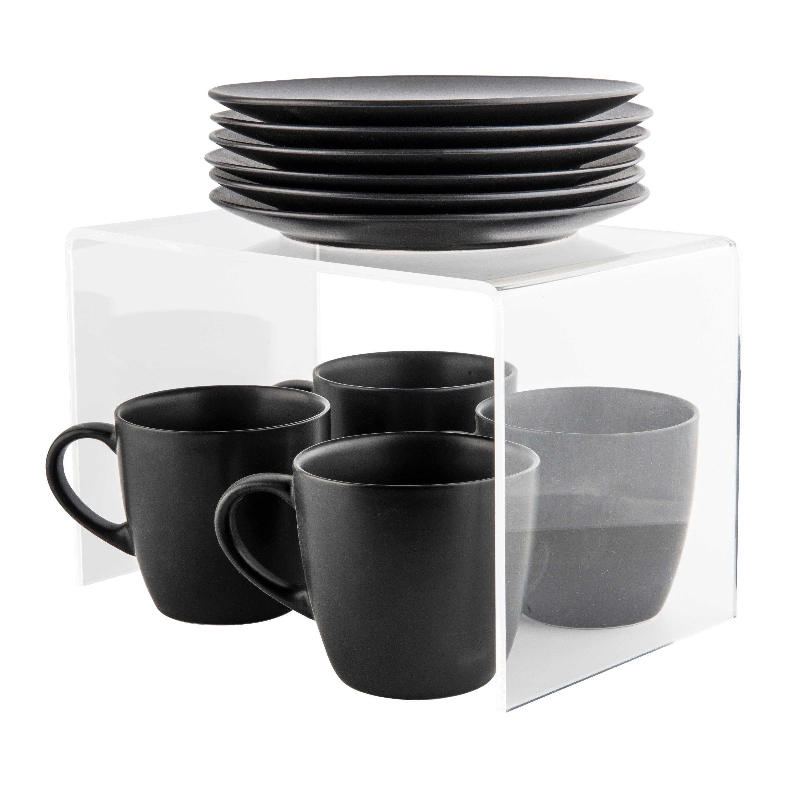 2-Pack Clear Acrylic Step Organizer for Kitchen, Bathroom & Office - Space-Saving Drawer & Cabinet Storage Solution