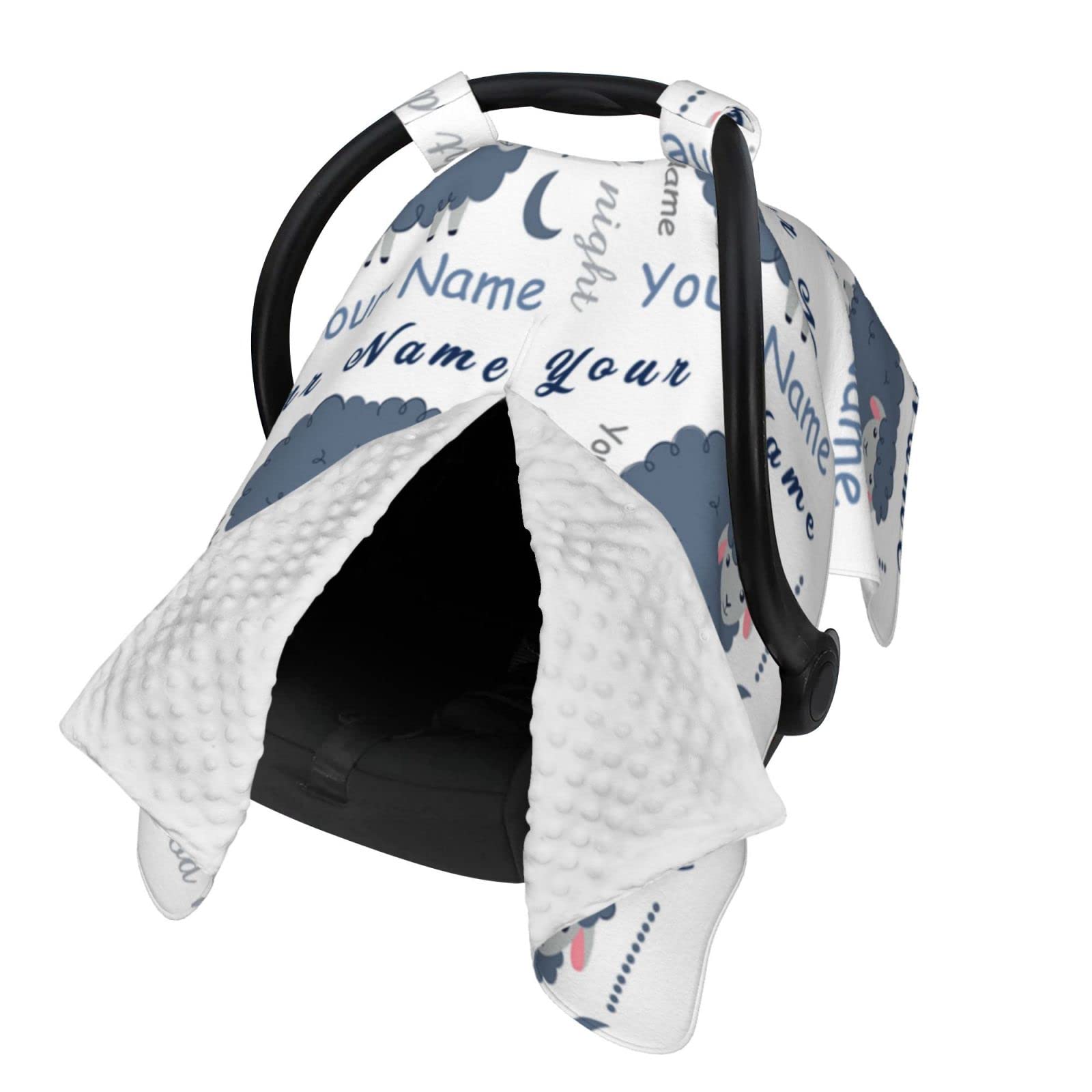 Personalized Baby Car Seat Cover with Name - Custom Infant Car Seat Canopy for Boys & Girls - Soft Nursing & Breastfeeding Cover - Perfect for Travel, Stroller & Car Safety (Pink/Blue/Gray)