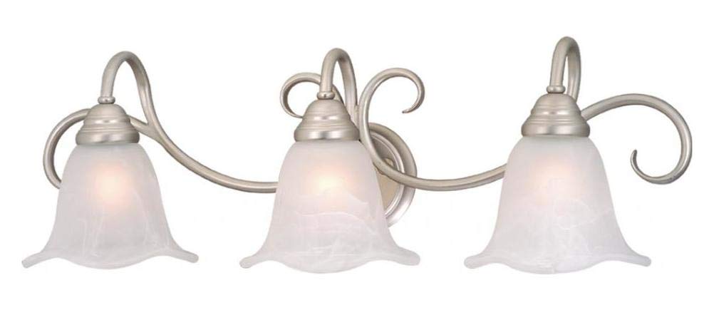 Brushed Nickel Bella 3-Light Bathroom Vanity Light Fixture - 28.25 Inch Wide Modern Bathroom Lighting for Vanity Mirror, Makeup Area & Powder Room