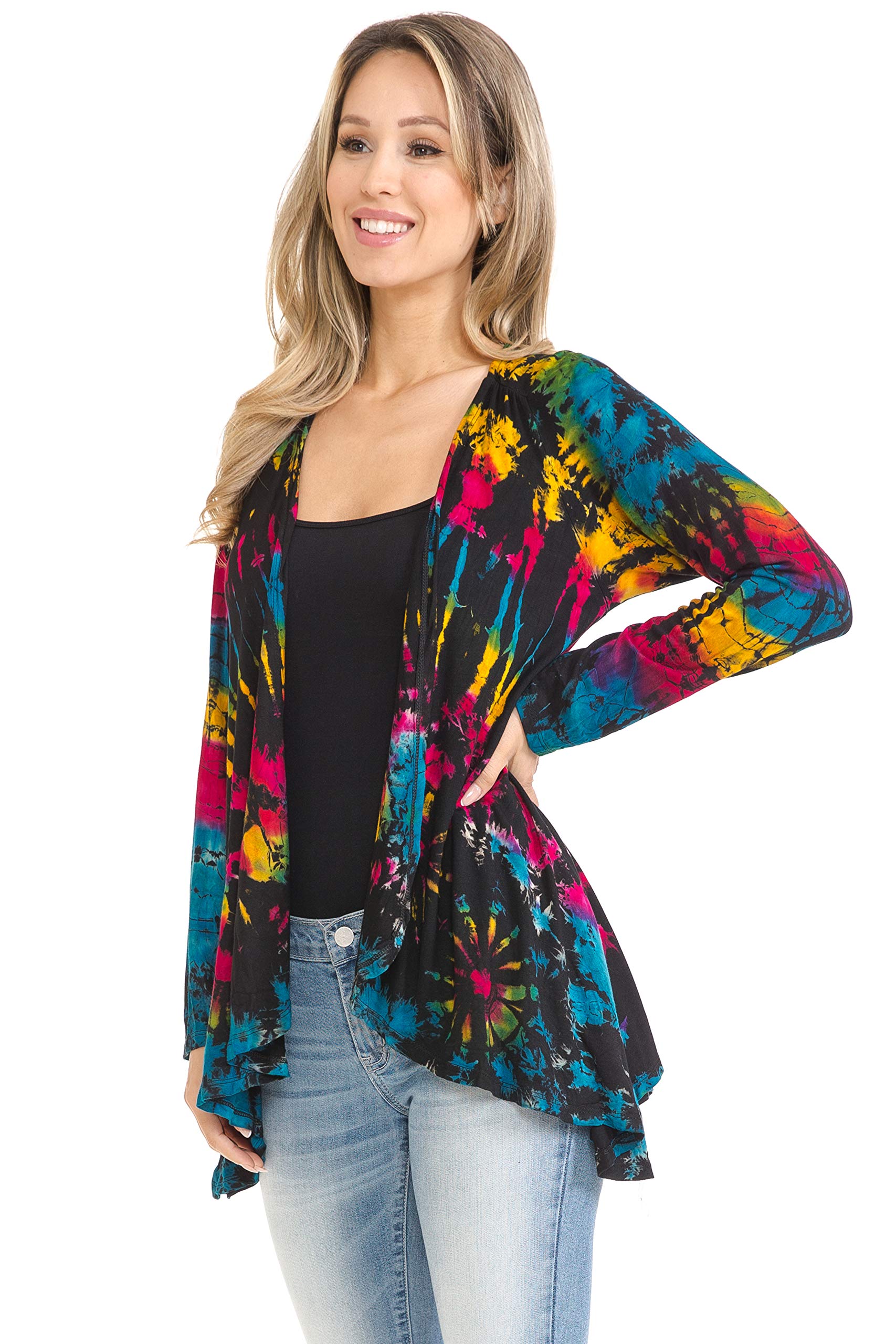 Royal Tie Dye Cardigan for Women - Soft & Stylish Oversized Knit Sweater - Boho Chic Loungewear for Casual Outings & Cozy Nights