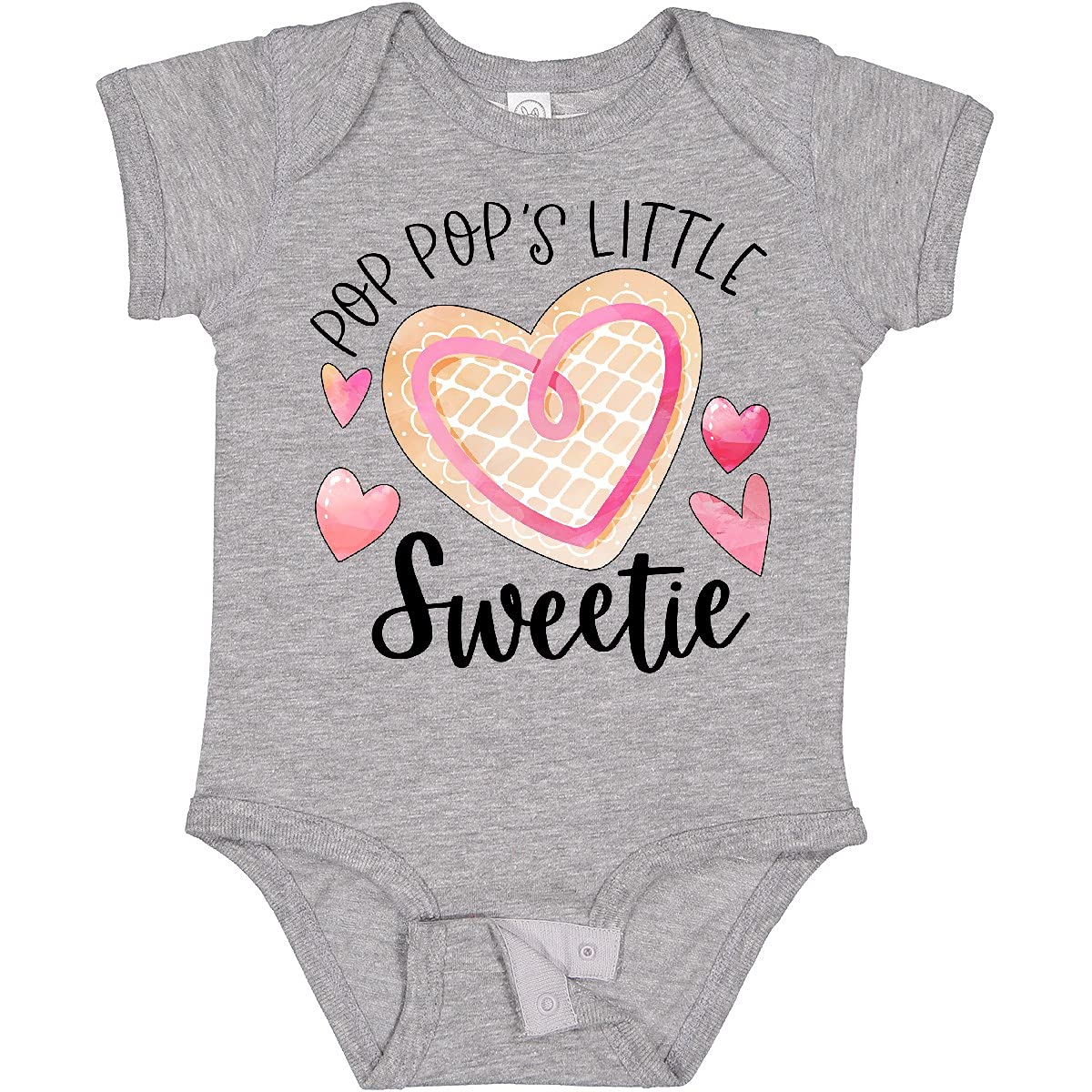 Inktastic Pop Pop's Little Sweetie Pink Heart Cookie Baby Bodysuit - Soft Cotton Onesie for Newborns & Infants - Perfect for Family Photos, Holidays & Special Occasions