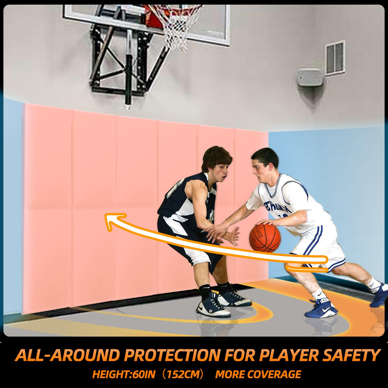 PROGOAL 2” Thick Gym Wall Padding - Durable Foam Wall Mat for Basketball Court, Garage & Taekwondo - Protects Walls from Mounted Hoops (60