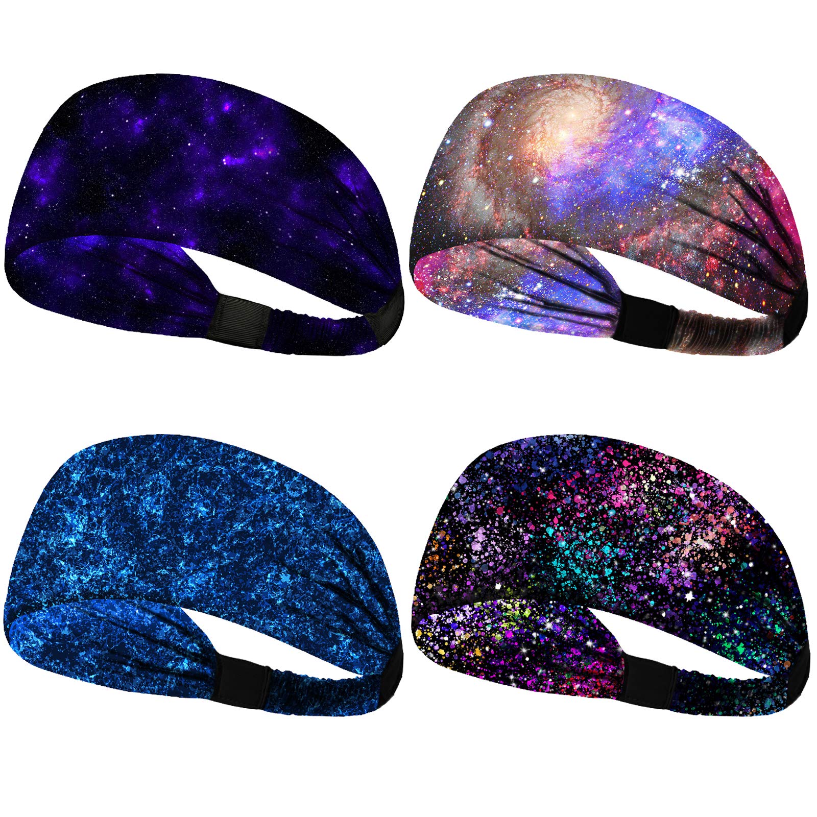Obacle Non-Slip Breathable Headbands for Men & Women - 4 Pack Durable Sweat Bands for Workout, Yoga, Gym, Running, Jogging & Outdoor Sports | Perfect for Exercise, Fitness Training & Active Lifestyles