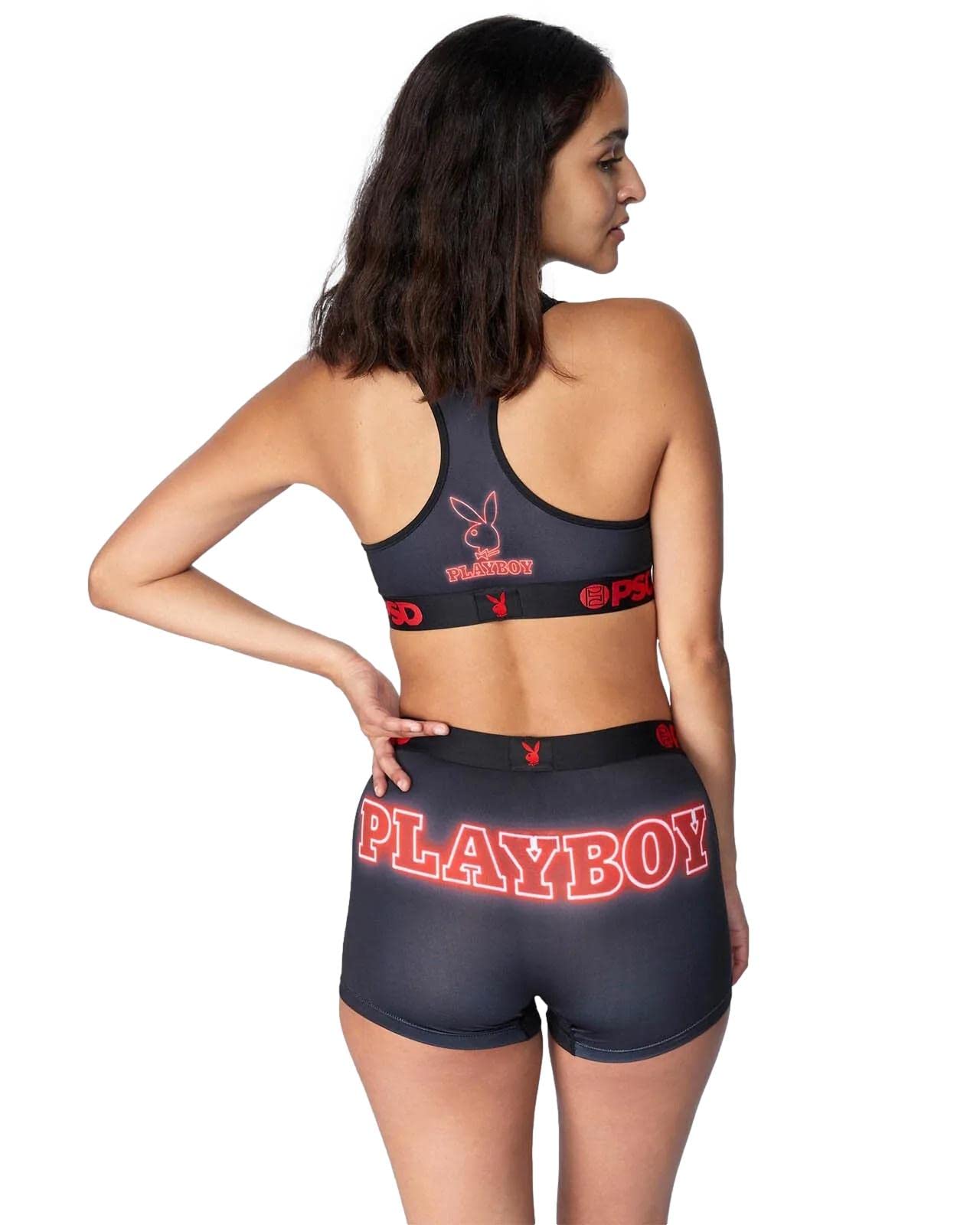 Playboy Women's Racerback Sports Bra - Breathable Microfiber Workout Top for Yoga, Gym & Running | Comfortable Support for Active Lifestyles