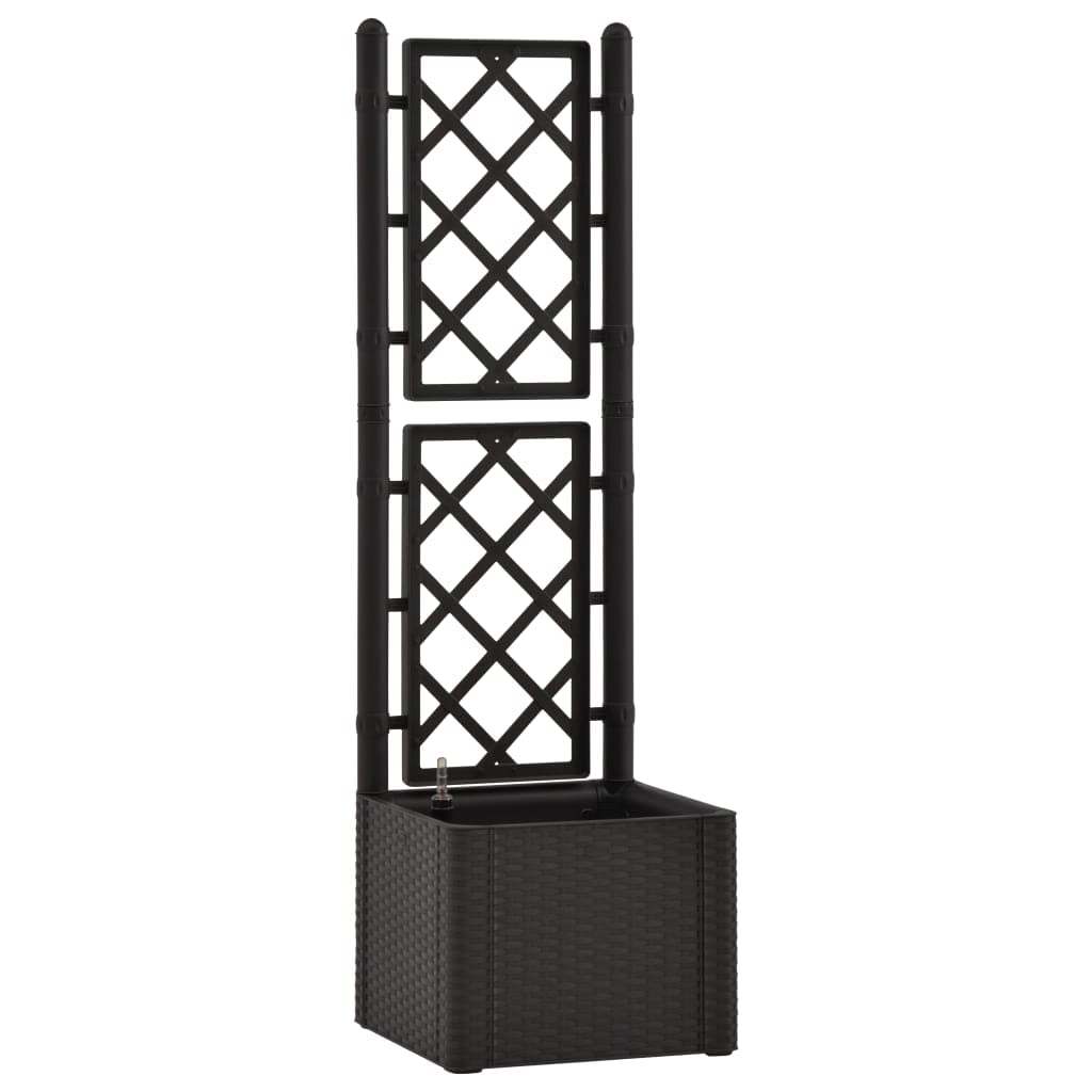 Raised Garden Bed with Trellis & Self-Watering System - Anthracite Outdoor Planter Box for Flowers, Vegetables & Plants | Rustic Design for Backyard, Patio & Balcony Gardening