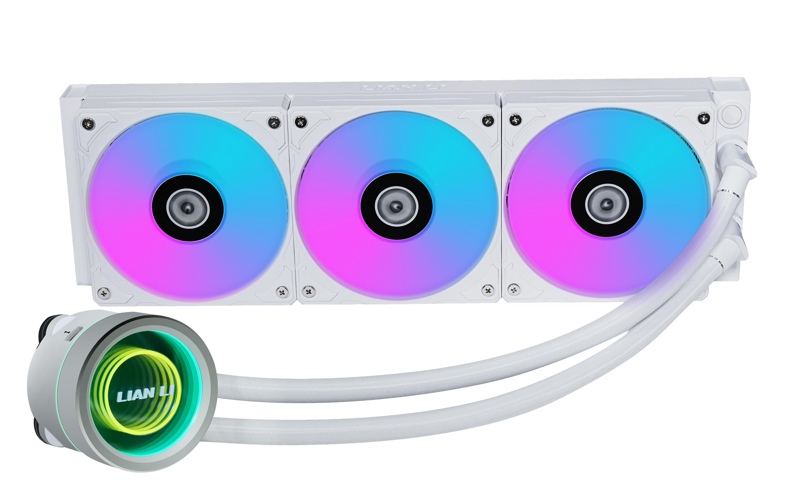 Lian Li GA2T36W Galahad II Trinity 360mm AIO RGB CPU Liquid Cooler - Daisy-Chain ARGB Radiator Fans - Compatible with Intel LGA 1700/1200/115X & AMD AM5/AM4 - White - Perfect for Gaming PCs & High-Performance Workstations