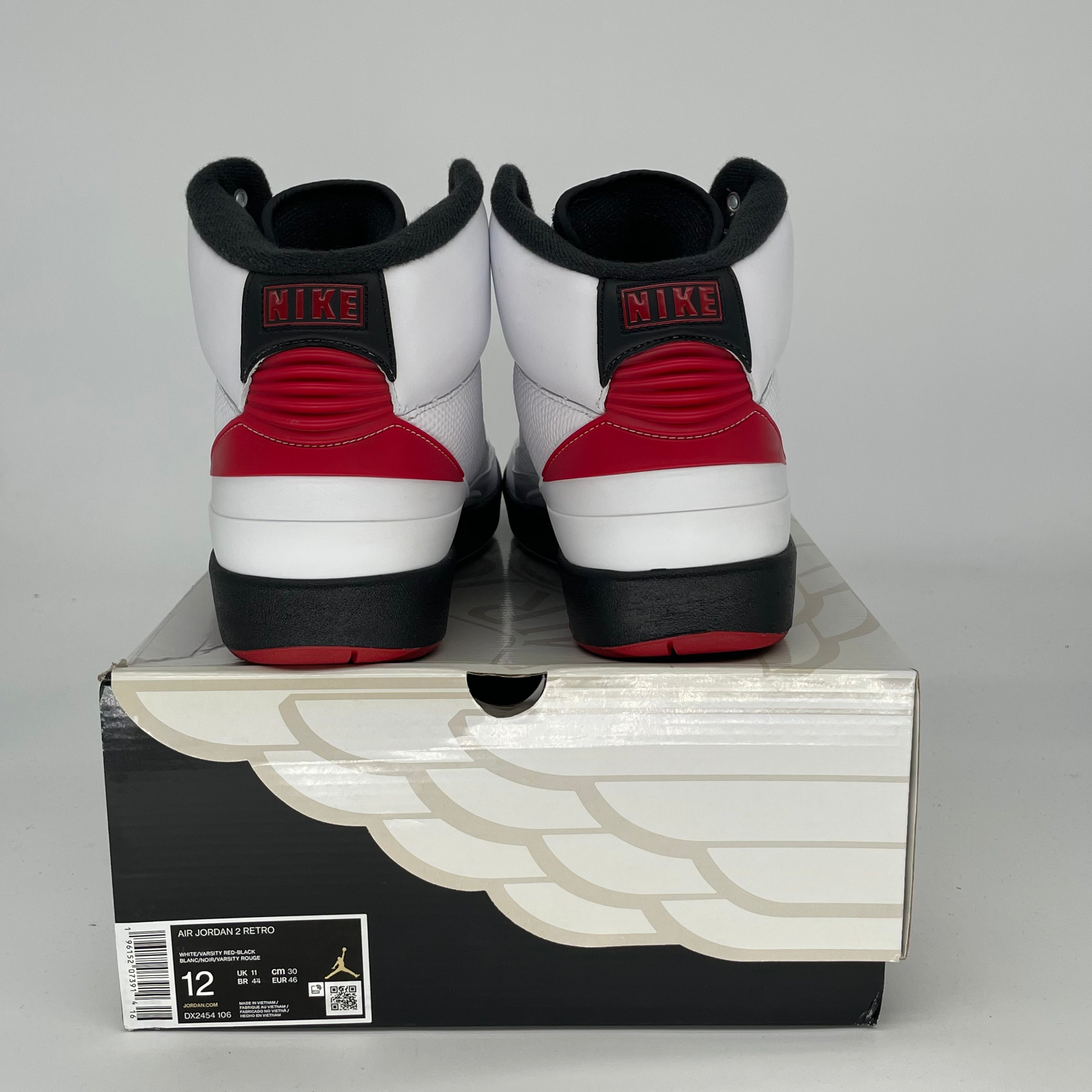 Original Air Jordan 2 Retro Chicago Men's Basketball Shoes Size 12 DX2454-106 - Authentic Retro Sneakers for Streetwear & Basketball Games