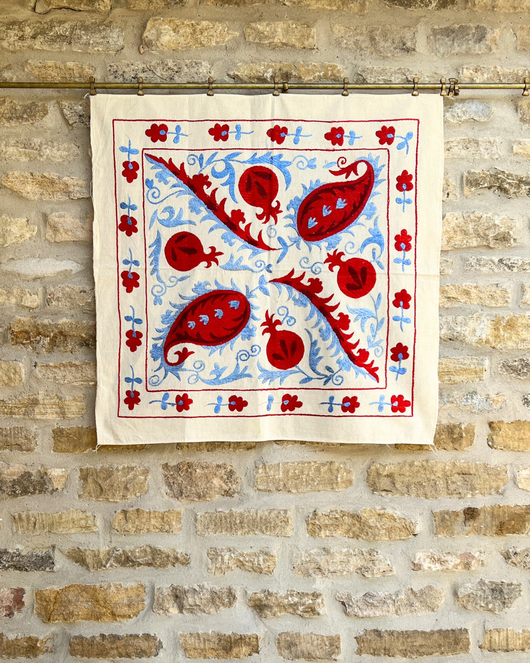 Handmade Suzani Embroidery Pillow Cover 069 - Bohemian Home Decor for Living Room, Bedroom, and Sofa