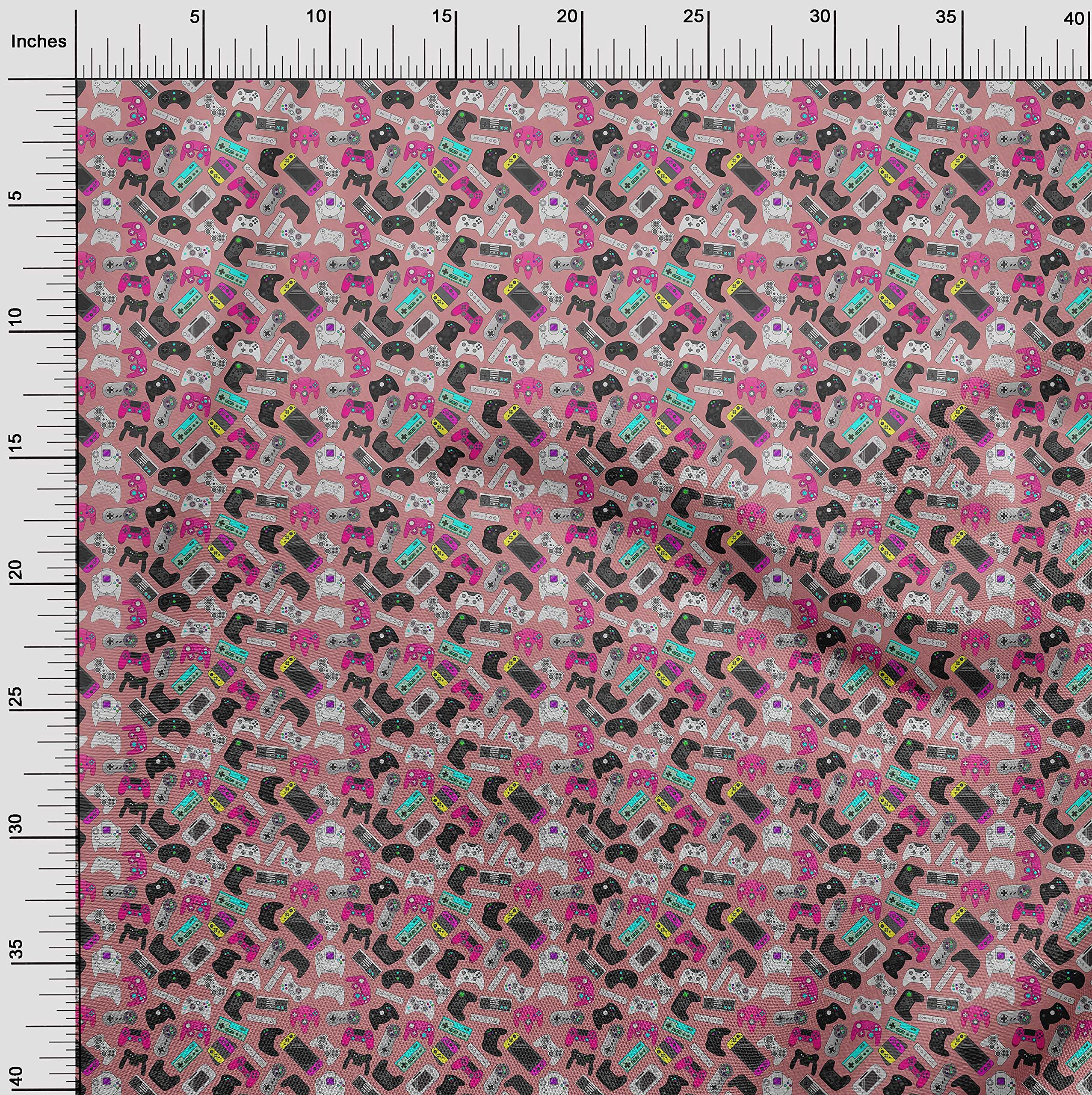 oneOone Cotton Cambric Rose Pink Fabric - Premium Video Game Print Dress Material - 42 Inch Wide by The Yard | Perfect for Cosplay, DIY Dresses & Craft Projects
