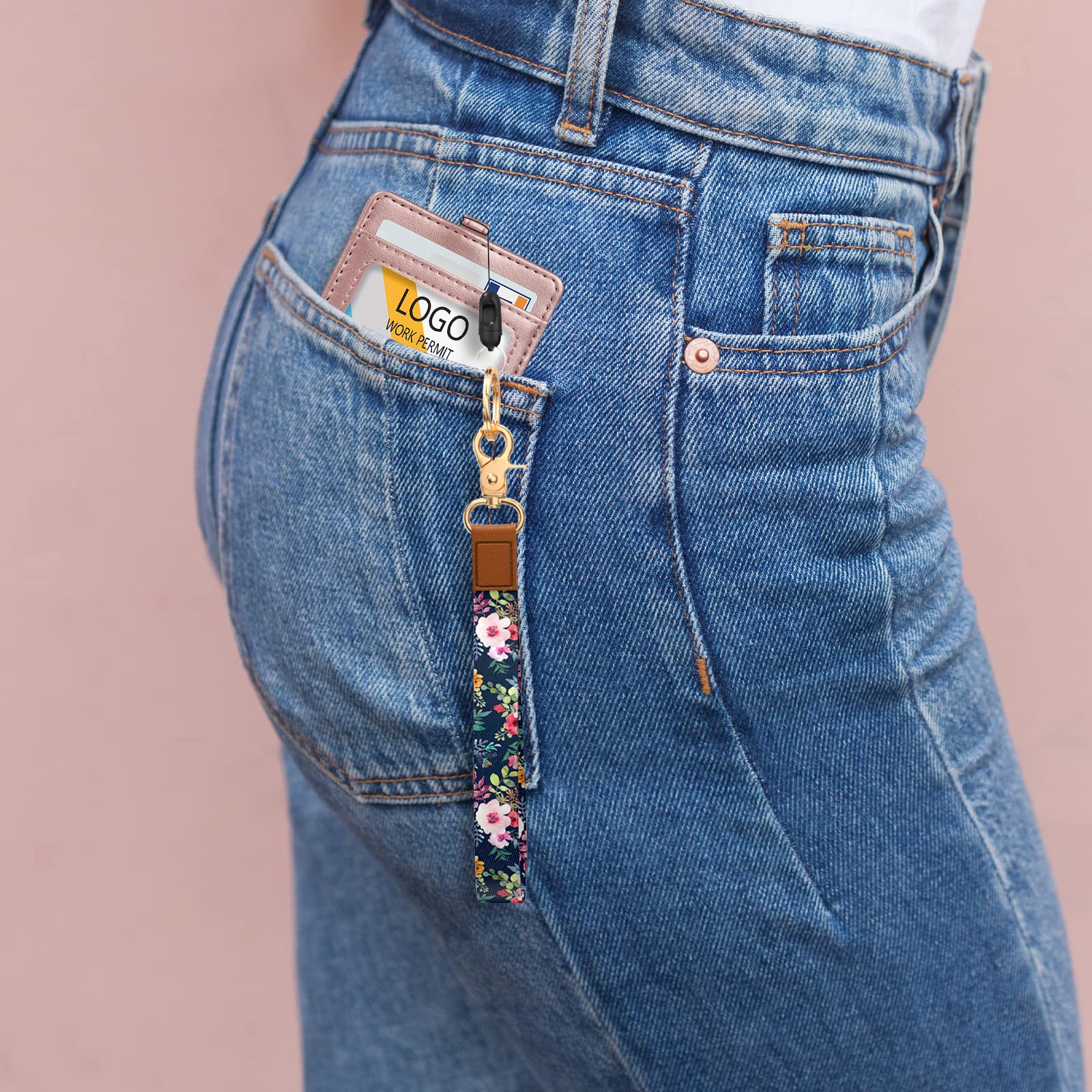 Cute Wrist Lanyard Keychain for Women & Men - Adjustable Wristlet Strap Holder for Car Keys, ID Badges, Cards, Wallet & Phone - Perfect for Work, Travel, Gym & Outdoor Activities