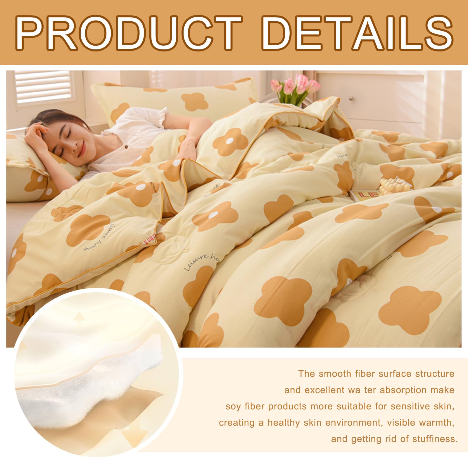 Organic Cotton Quilt - All Season Reversible Winter Comforter with Soy Fiber Filling | Soft & Cozy Bedding for Home, Hotel & Guest Room | Dopamine Design 200x230cm (3kg) | Perfect for Cold Nights & Cozy Decor