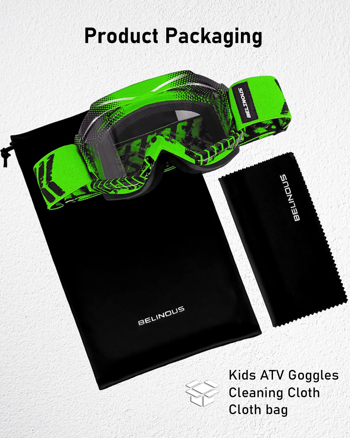 BELINOUS Kids ATV Goggles for Dirt Bike & Motorcross MX - Youth Motorcycle Goggles with Soft Strap for Ages 3-12 | Perfect for Off-Road Riding, Trail Adventures & Motocross Racing